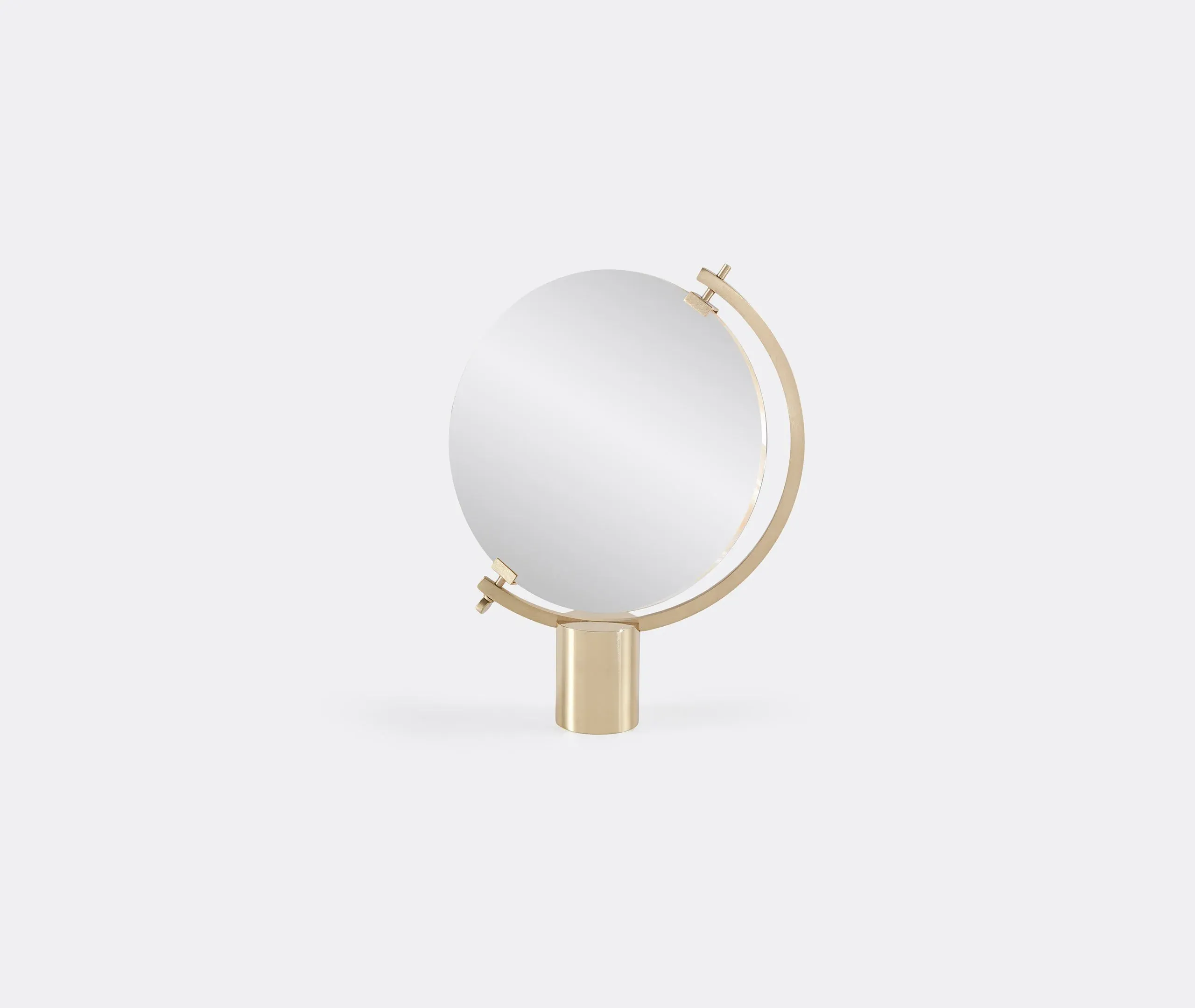 Round Table Mirror with Rotating Axis - Peach, Steel