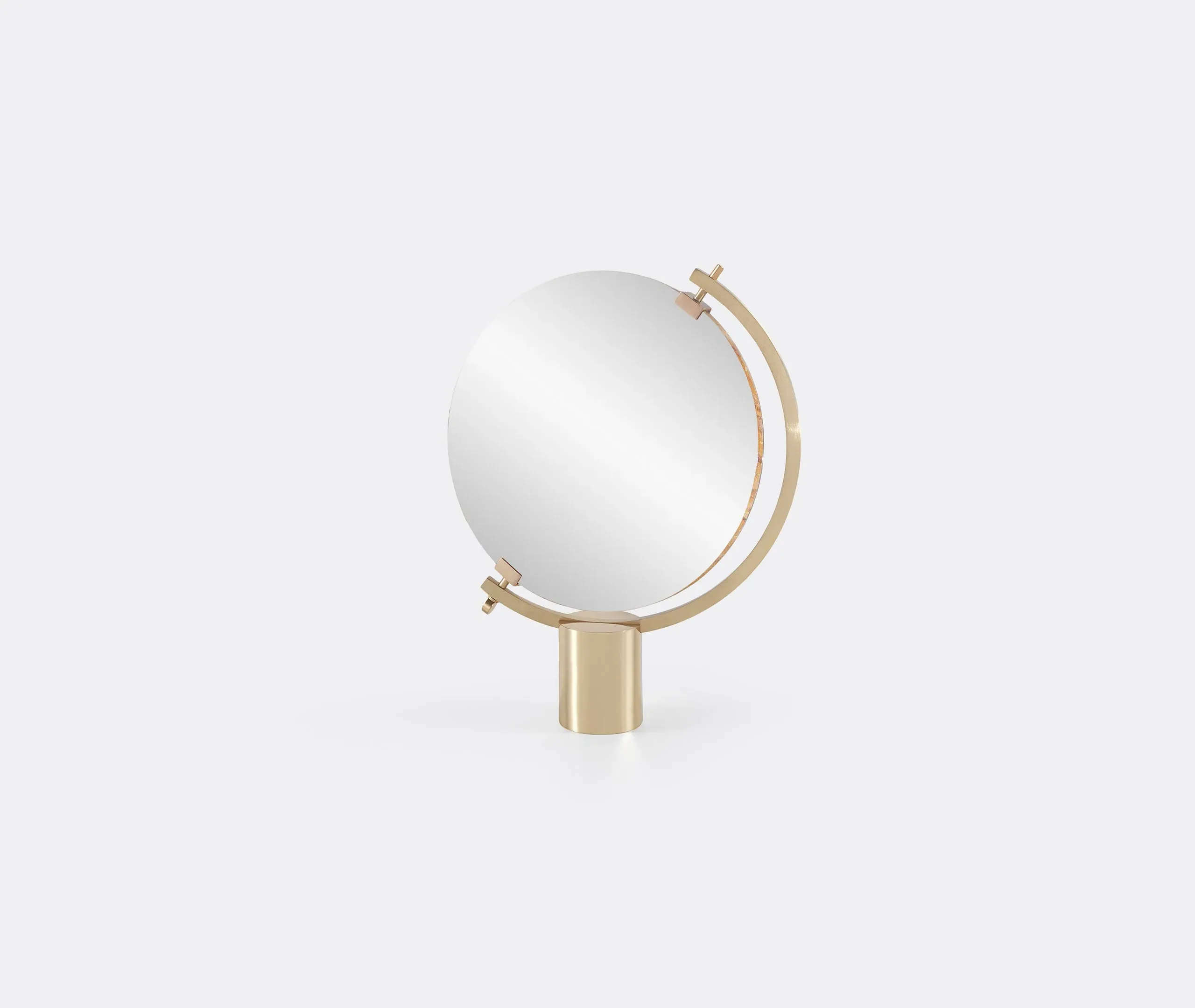 Round Table Mirror with Rotating Axis - Yellow, Steel