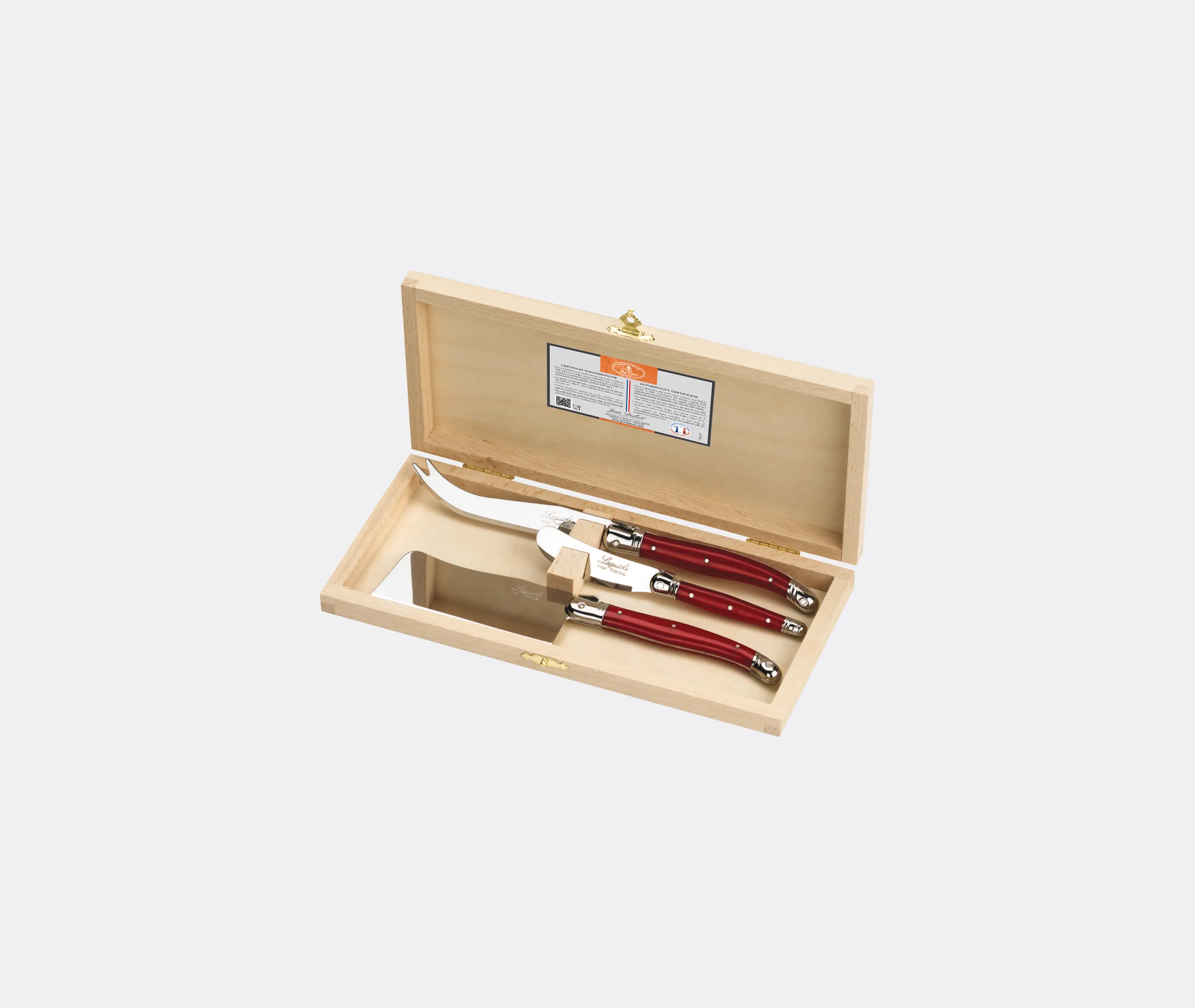 Laguiole 3-Piece Cheese Knife Set - Red, Stainless Steel product