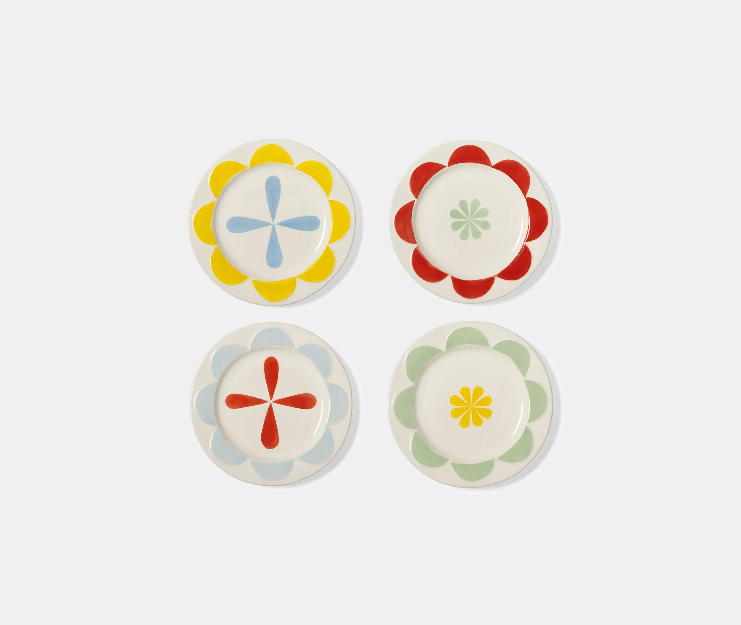 4-Piece Dessert Plate Set - Multicolor, Porcelain
