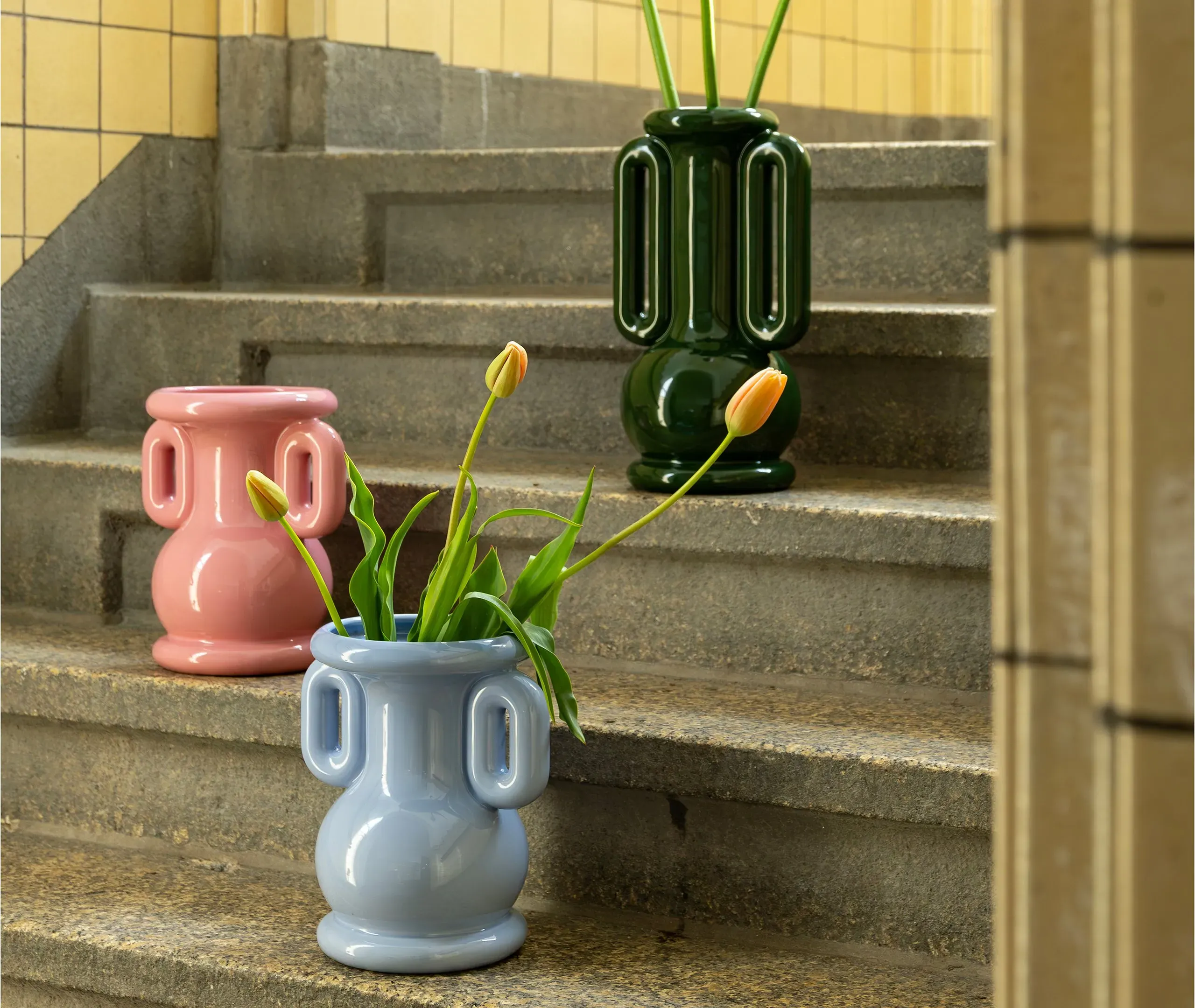 Amphora Vase with Handles - Blue, Ceramic