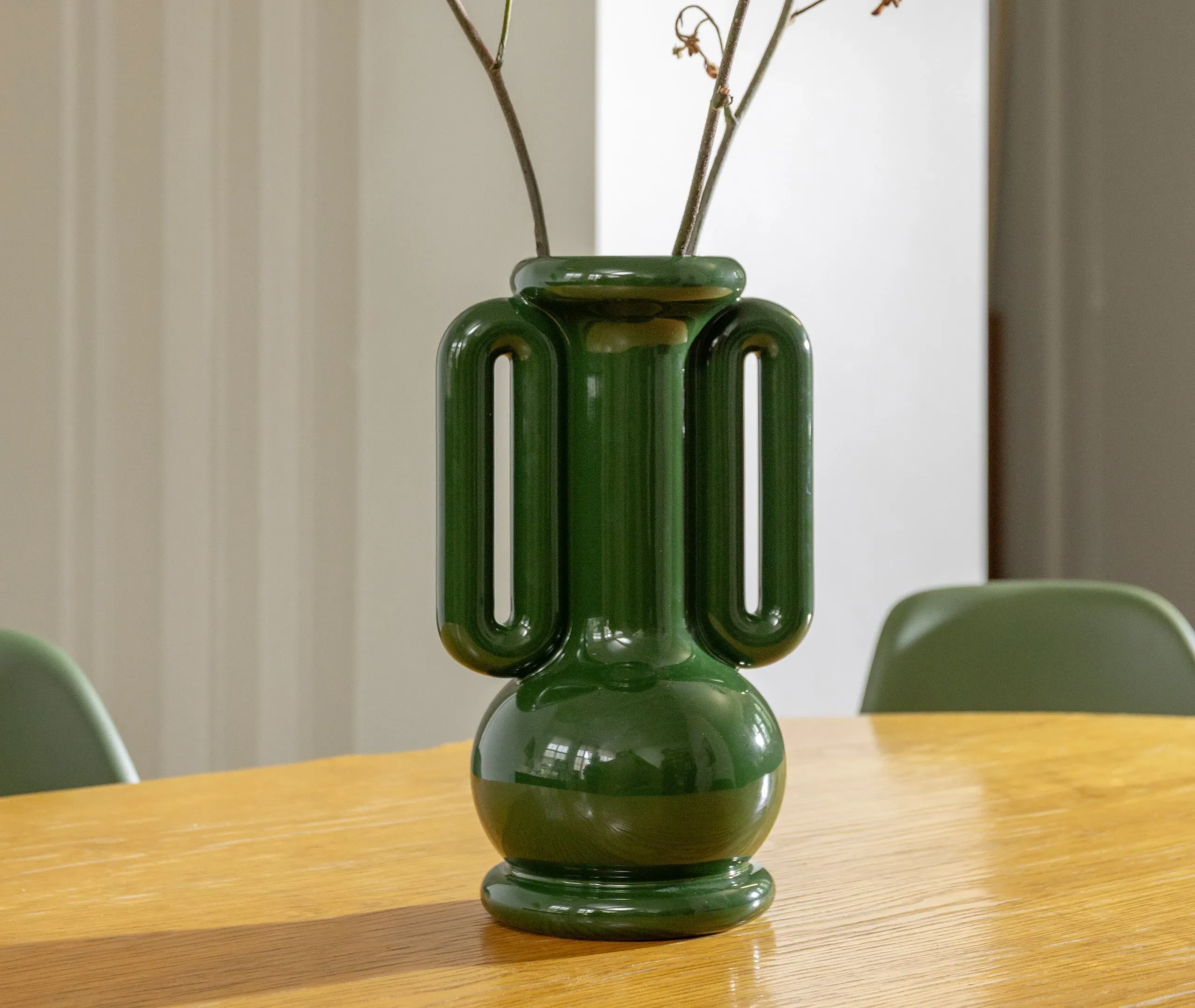 Amphora Vase with Handles - Green, Ceramic