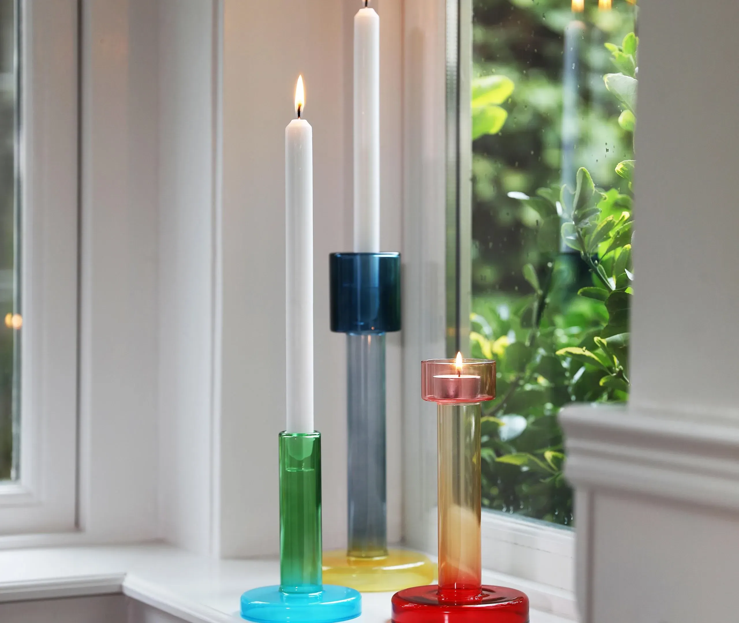 Bole Large Candleholder - Blue, Borosilicate Glass