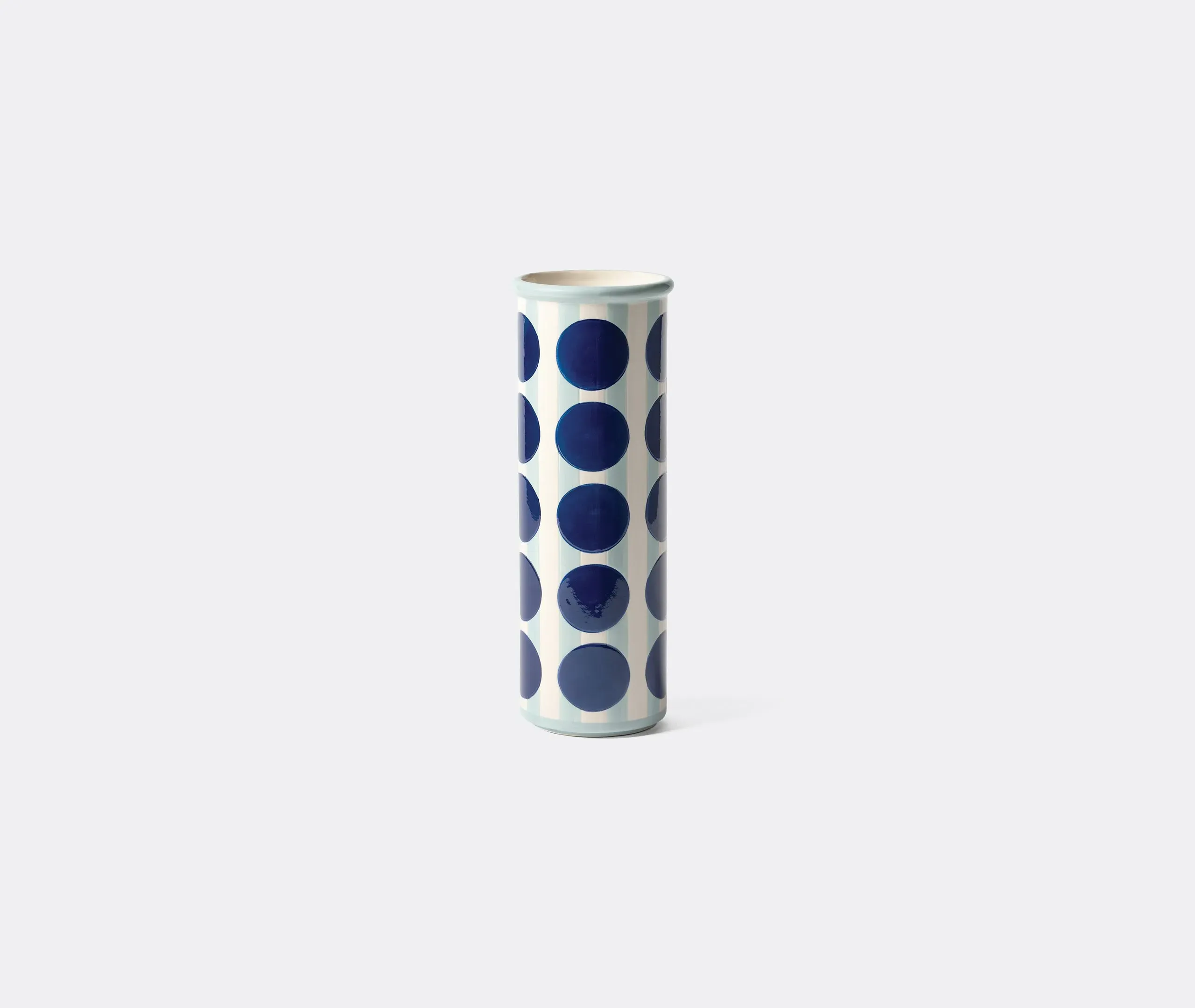 Cylindrical Vase with Hand-Painted Design - Multicolour, Stoneware image