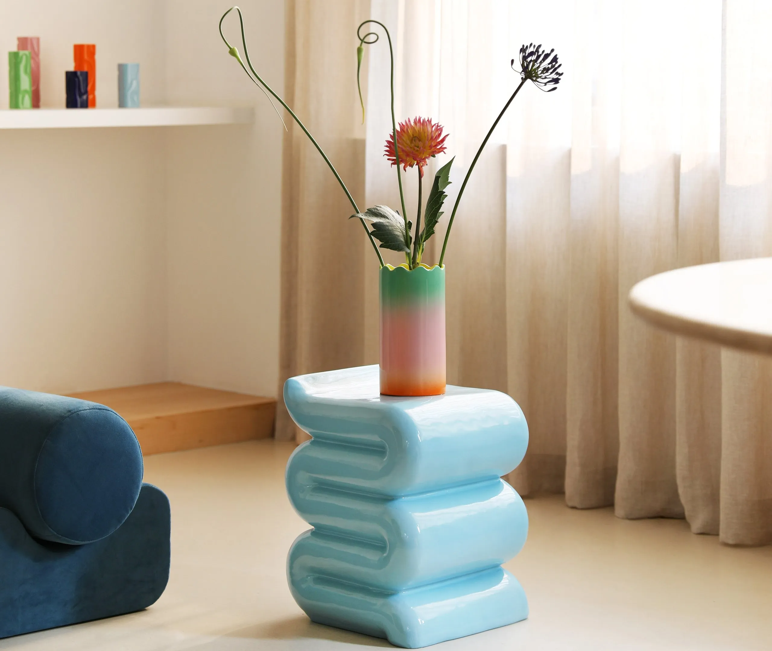 Fade Vase with Undulating Rim - Multicolor, Dolomite