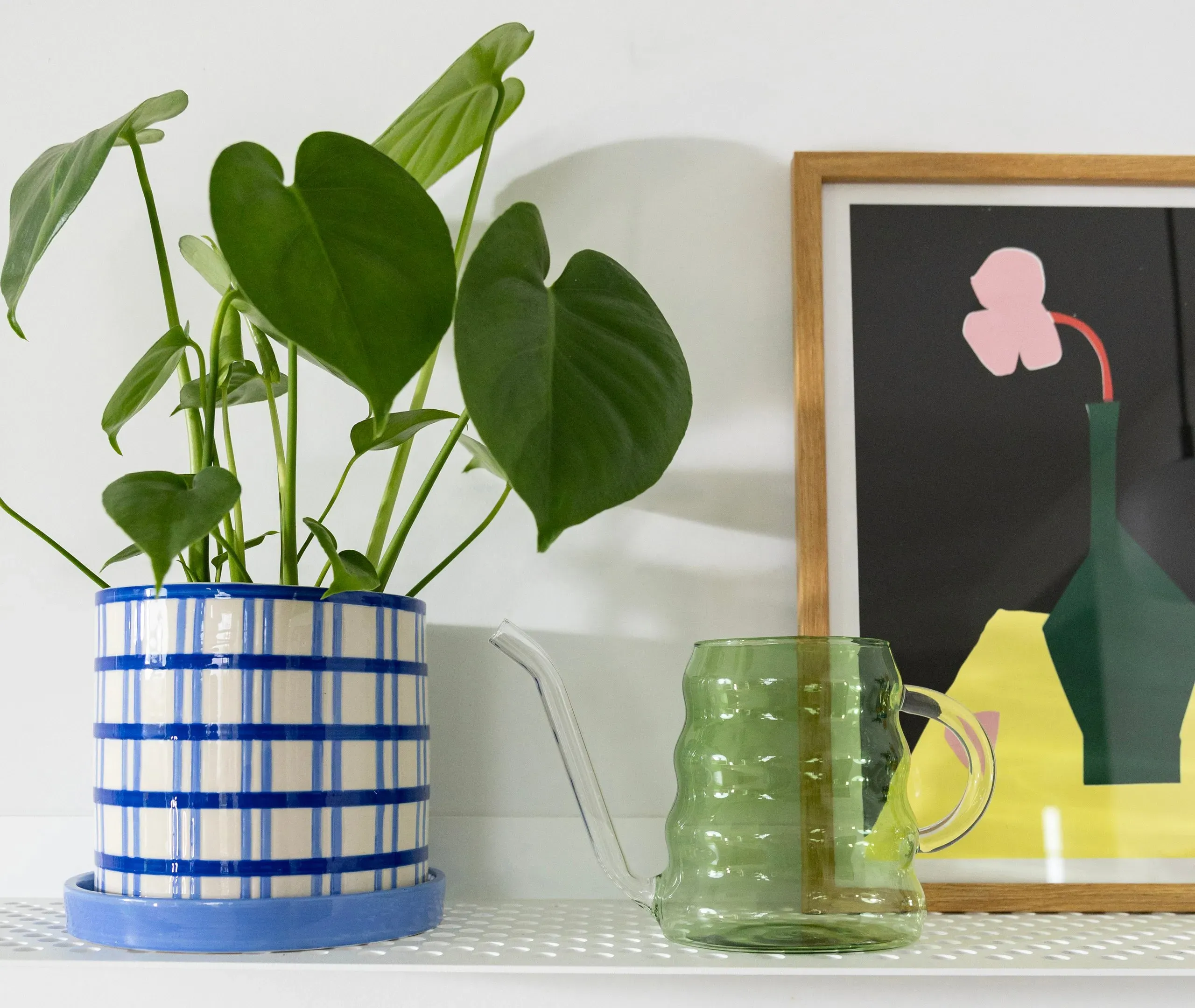 &k Amsterdam Swell Watering Can - Green, Borosilicate Glass