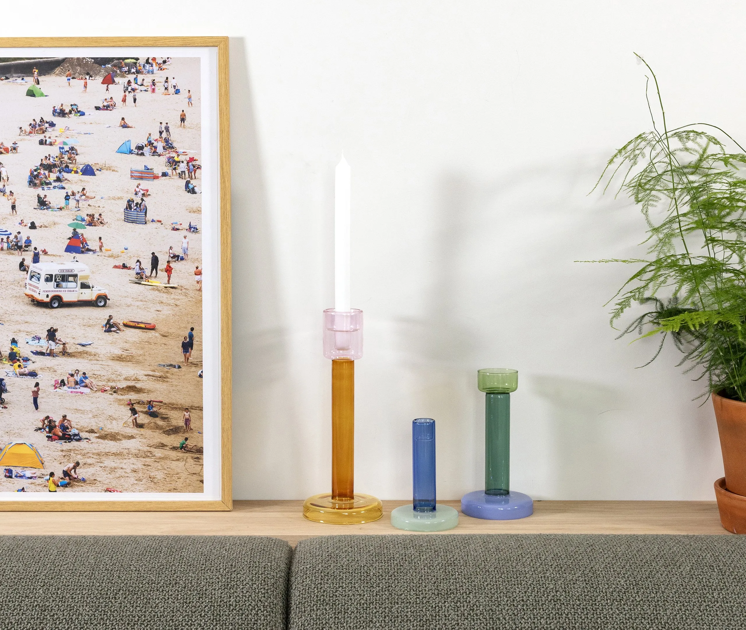 Large Candleholder - Blue, Borosilicate Glass