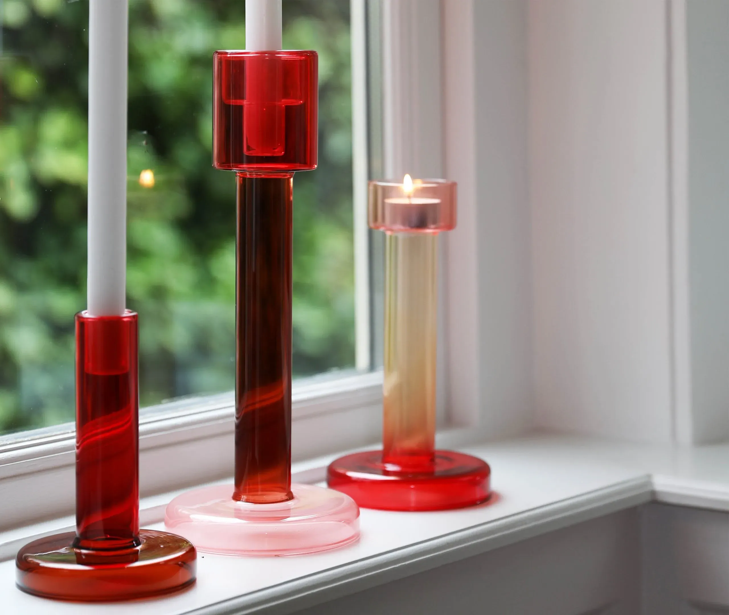 Large Candleholder - Pink, Borosilicate Glass