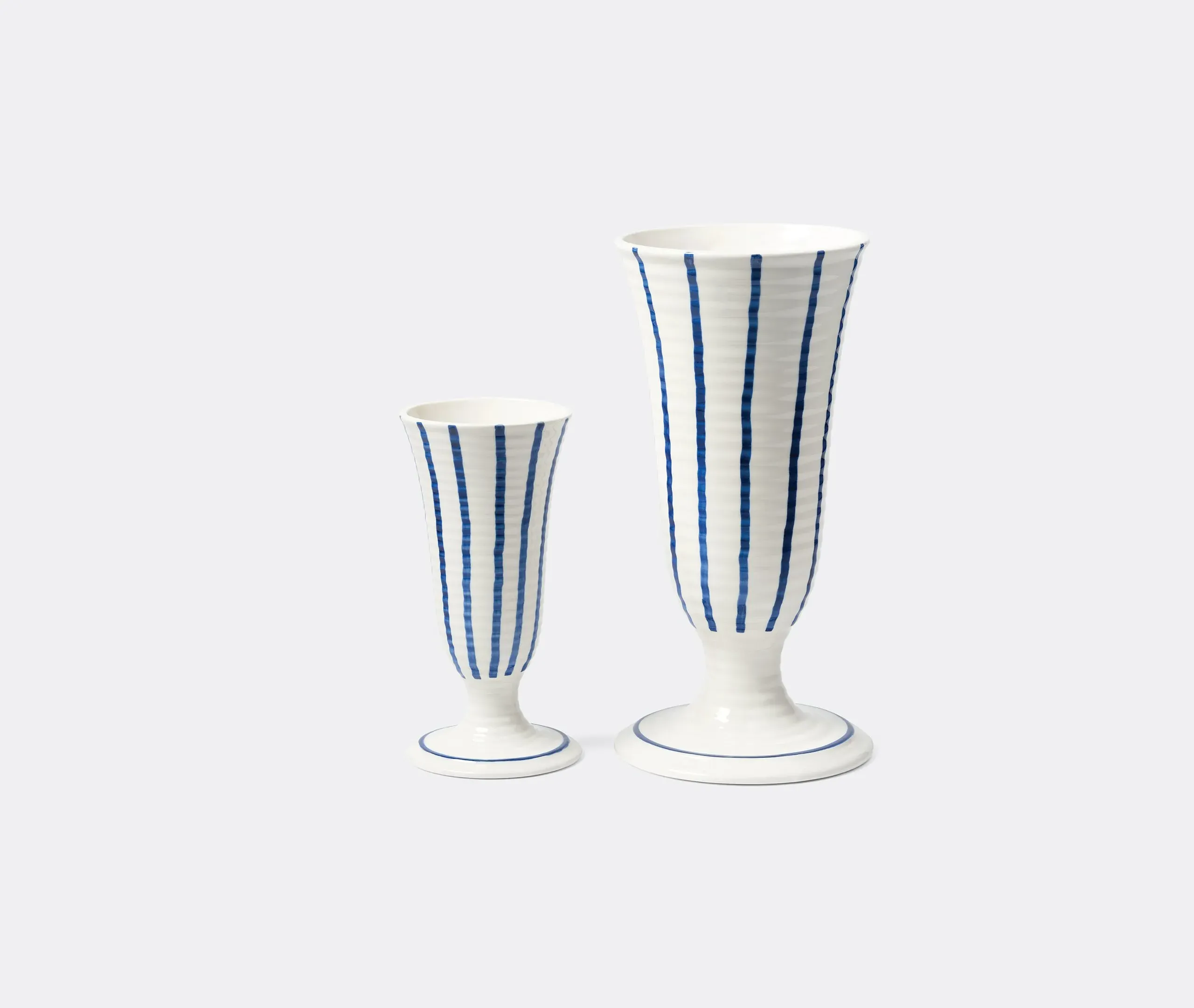Large Vase with Hand-Drawn Stripes - Blue, Porcelain