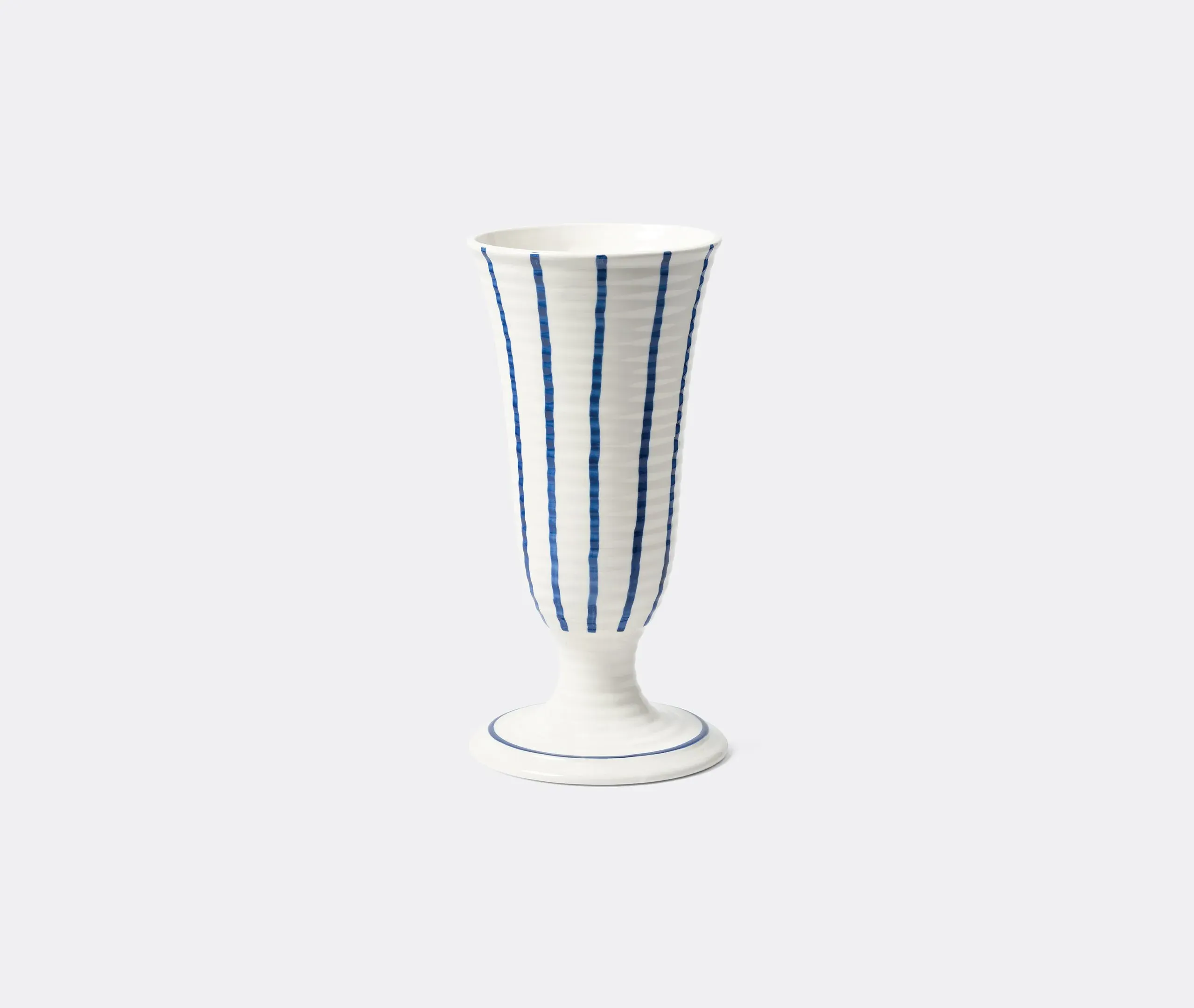 Large Vase with Hand-Drawn Stripes - Blue, Porcelain