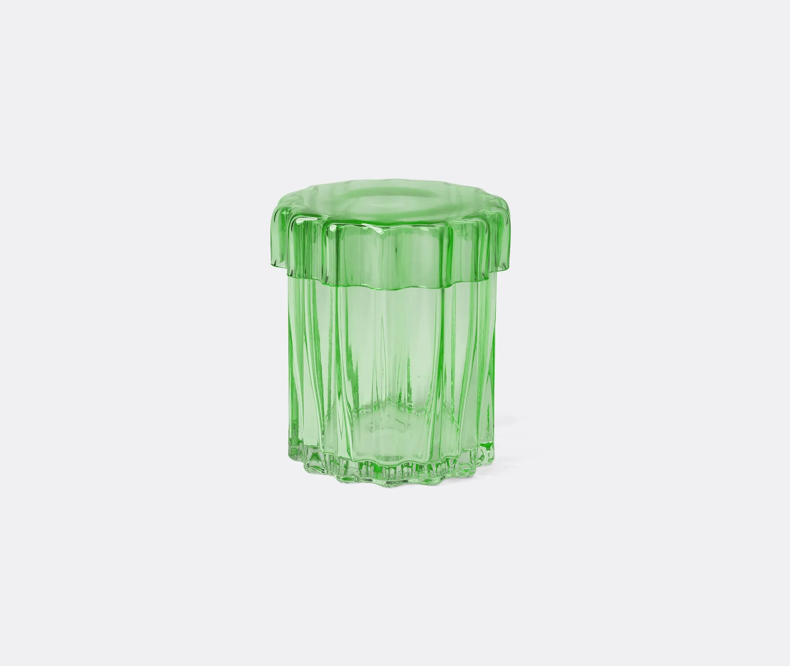 Lidded Storage Jar with Channels - Green, Glass image
