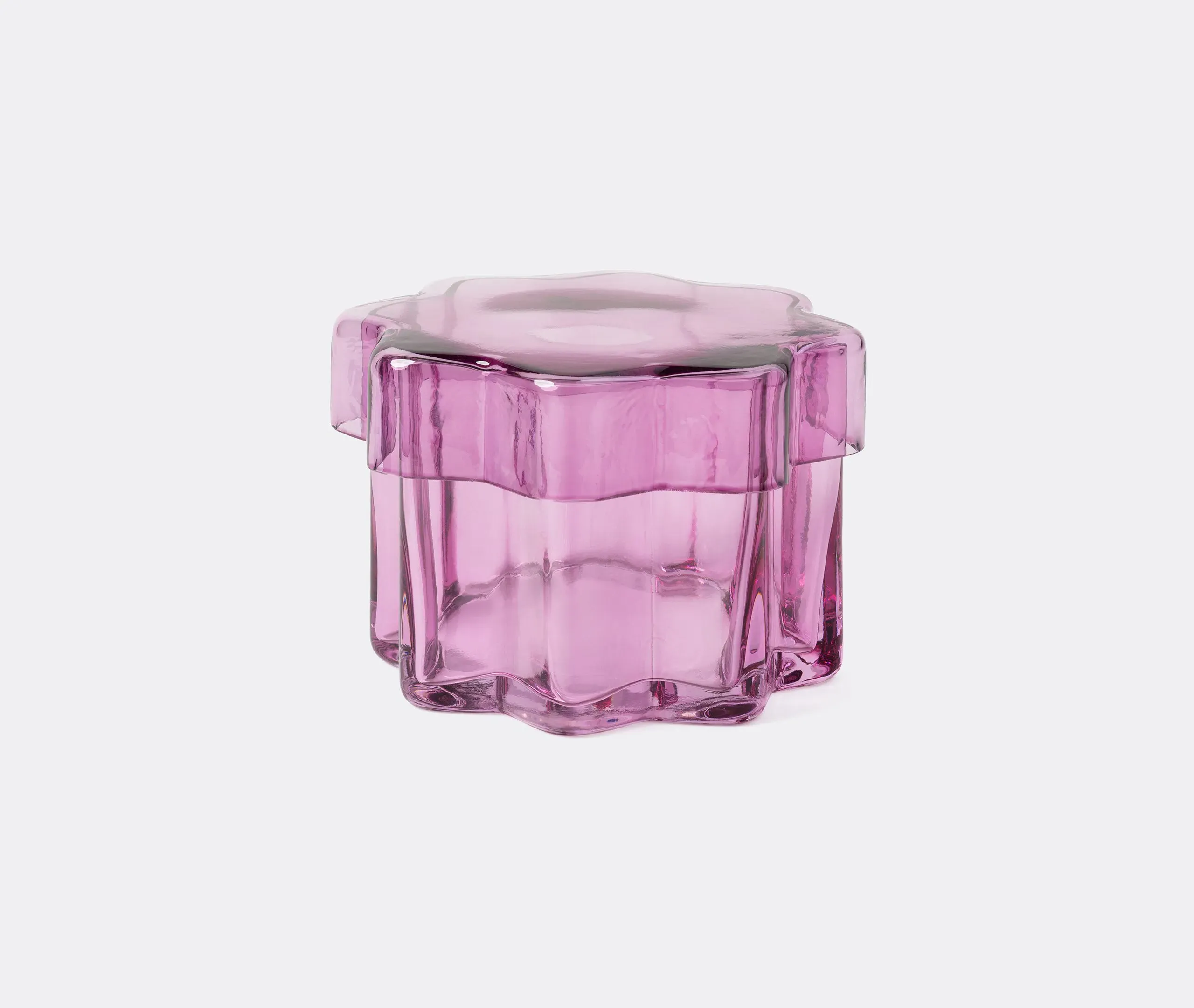 Lidded Storage Jar with Channels - Pink Glass image
