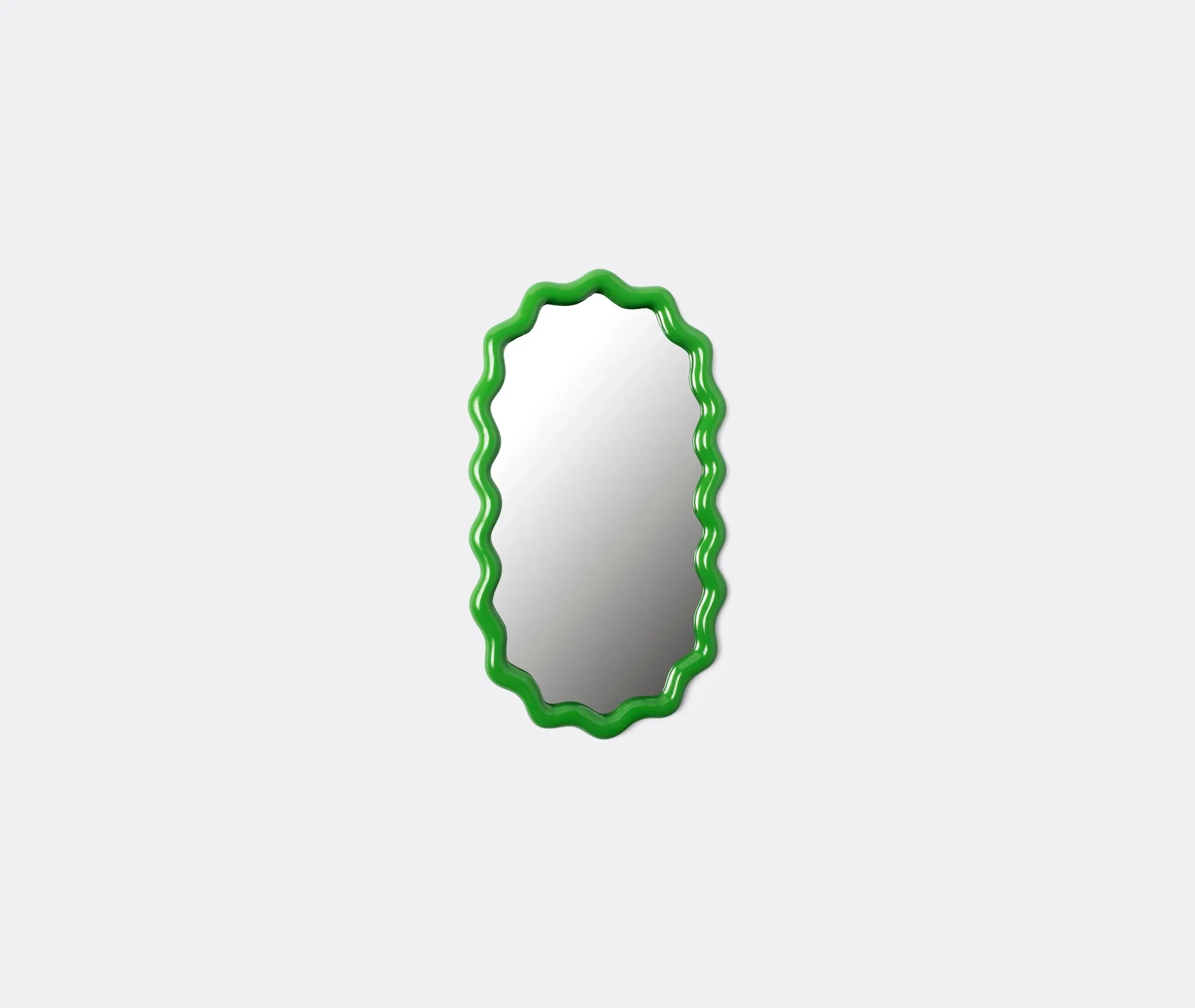 Oval Wall Mirror with Zigzag Frame - Green