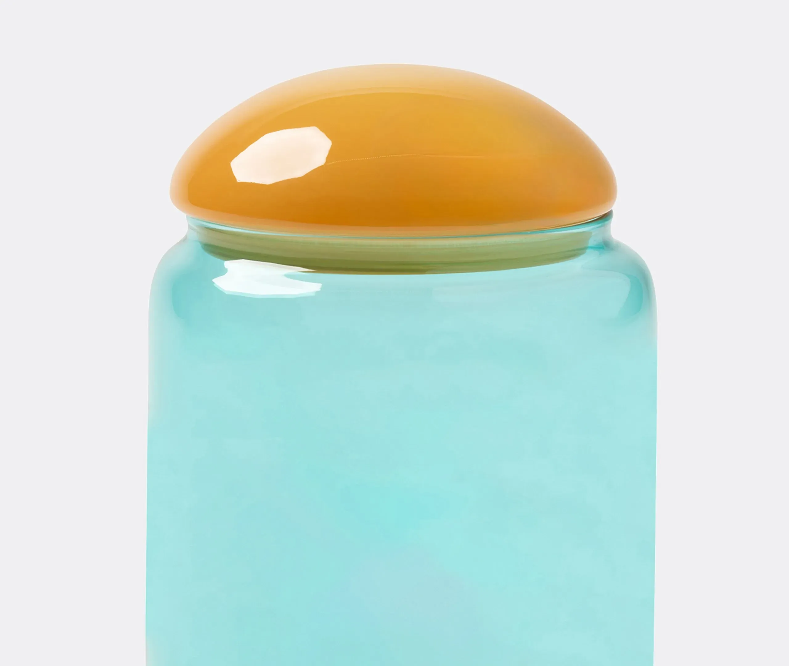 Puffy Storage Jar with Lid - Turquoise, Glass