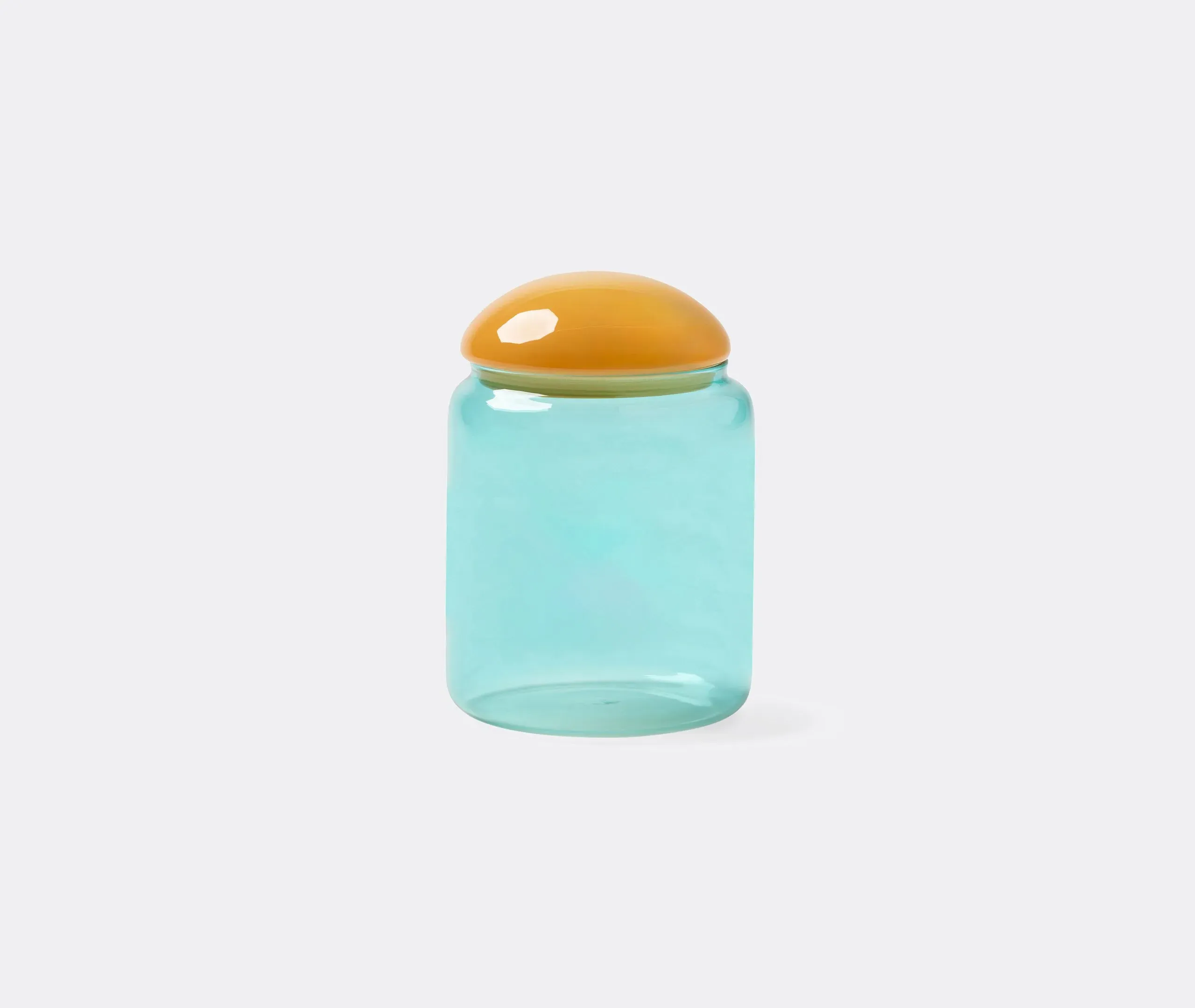 Puffy Storage Jar with Lid - Turquoise, Glass