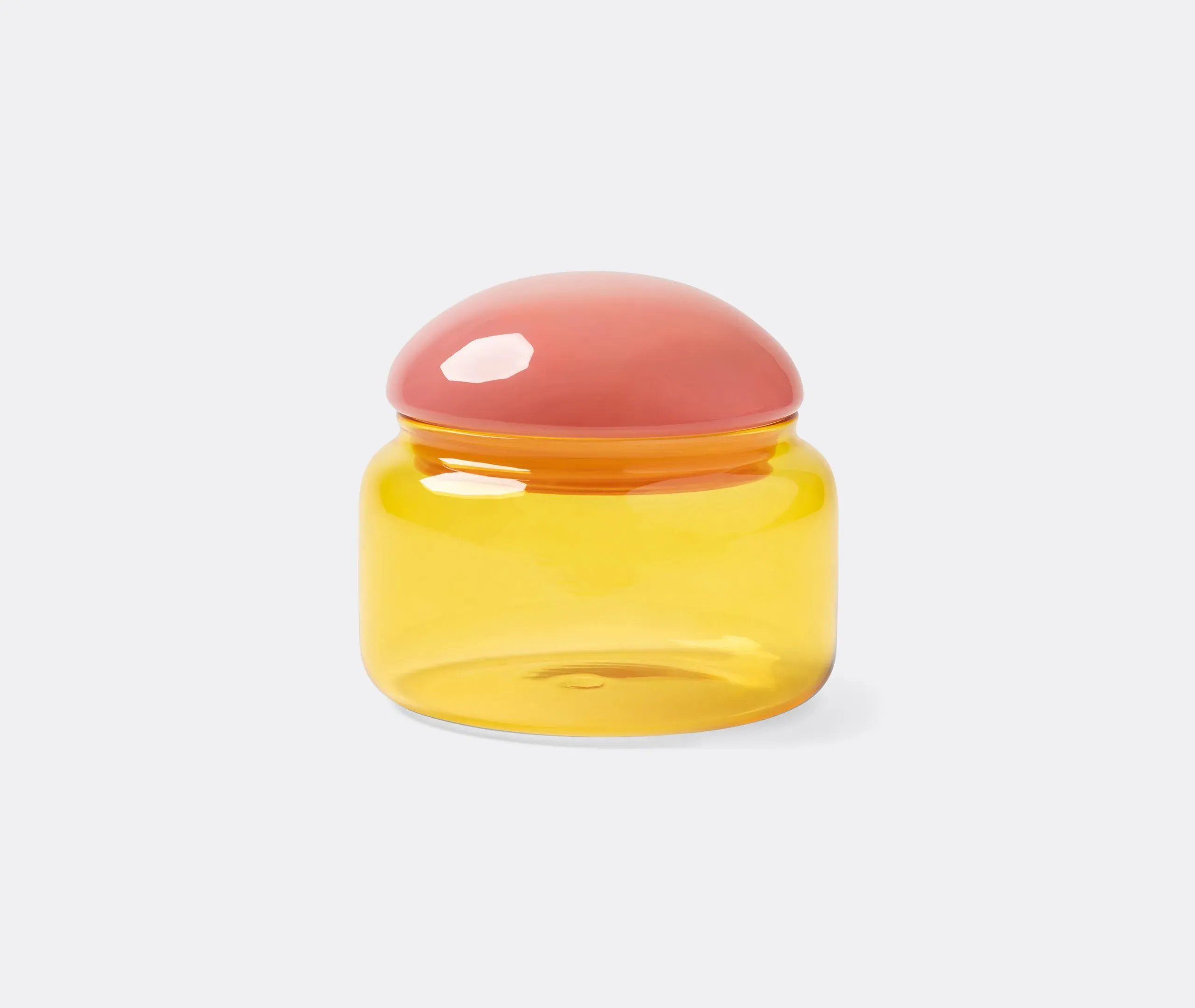 Puffy Storage Jar with Lid - Yellow, Glass image