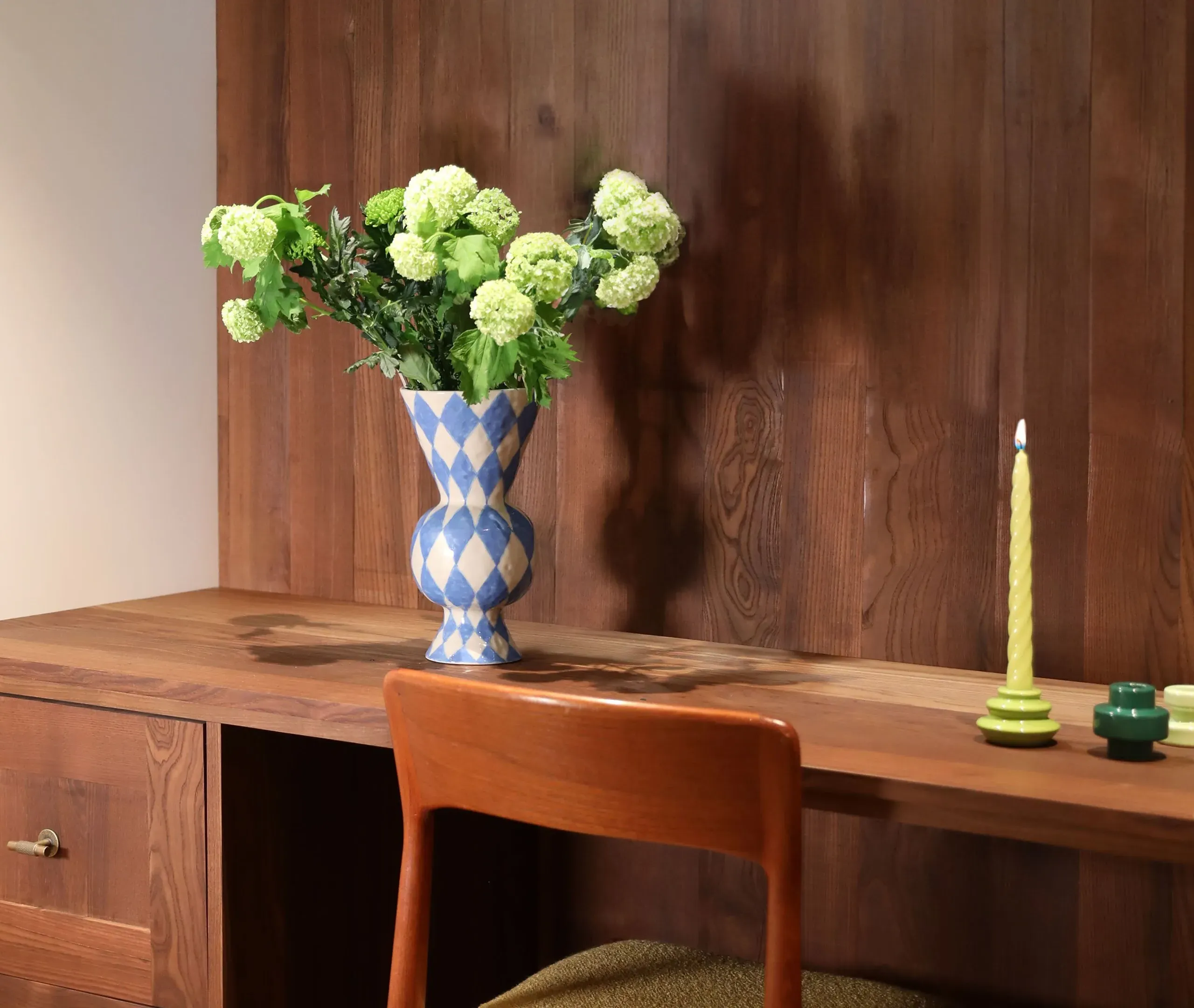 Rhombic Vase - Blue, Glazed Ceramic