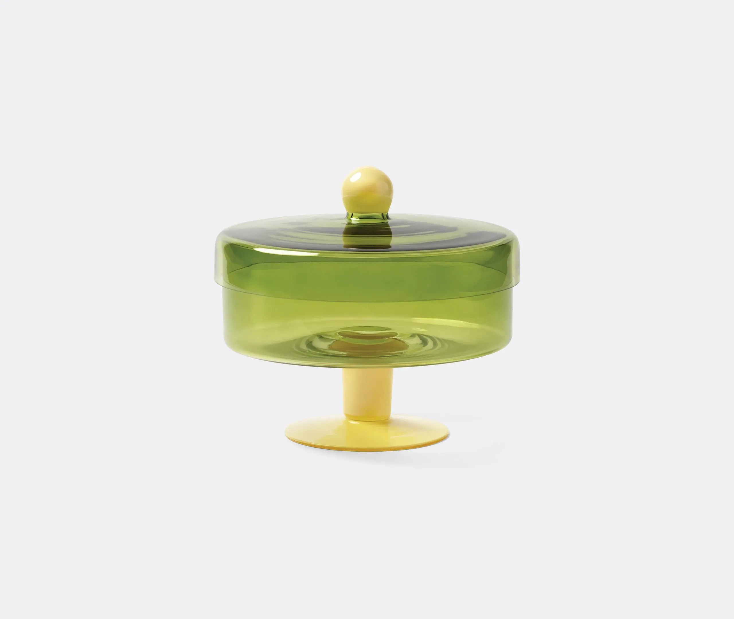 Round Lidded Jar with Handle - Green, Glass image