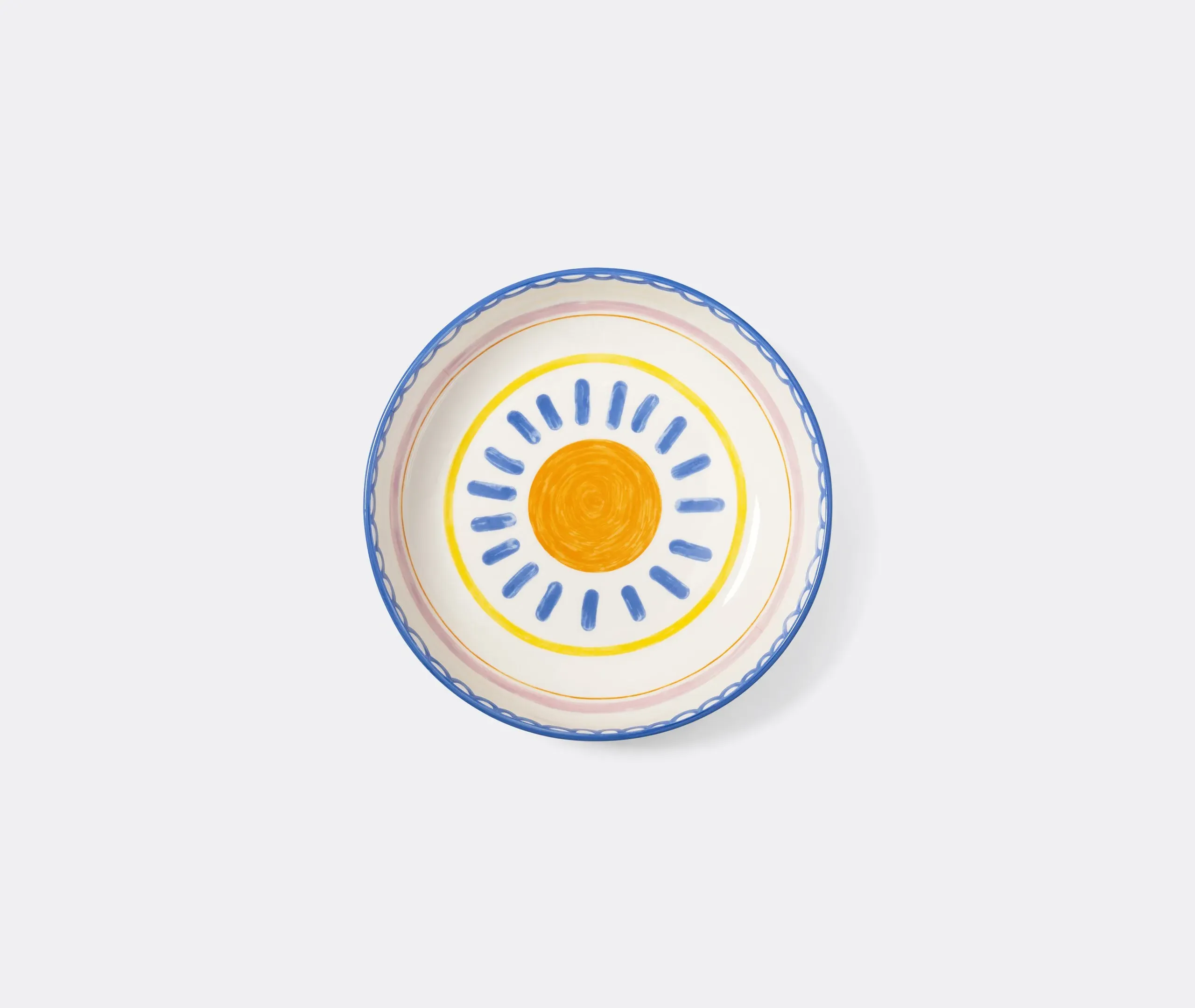Salad Bowl with Brushstroke Design - Blue, Porcelain