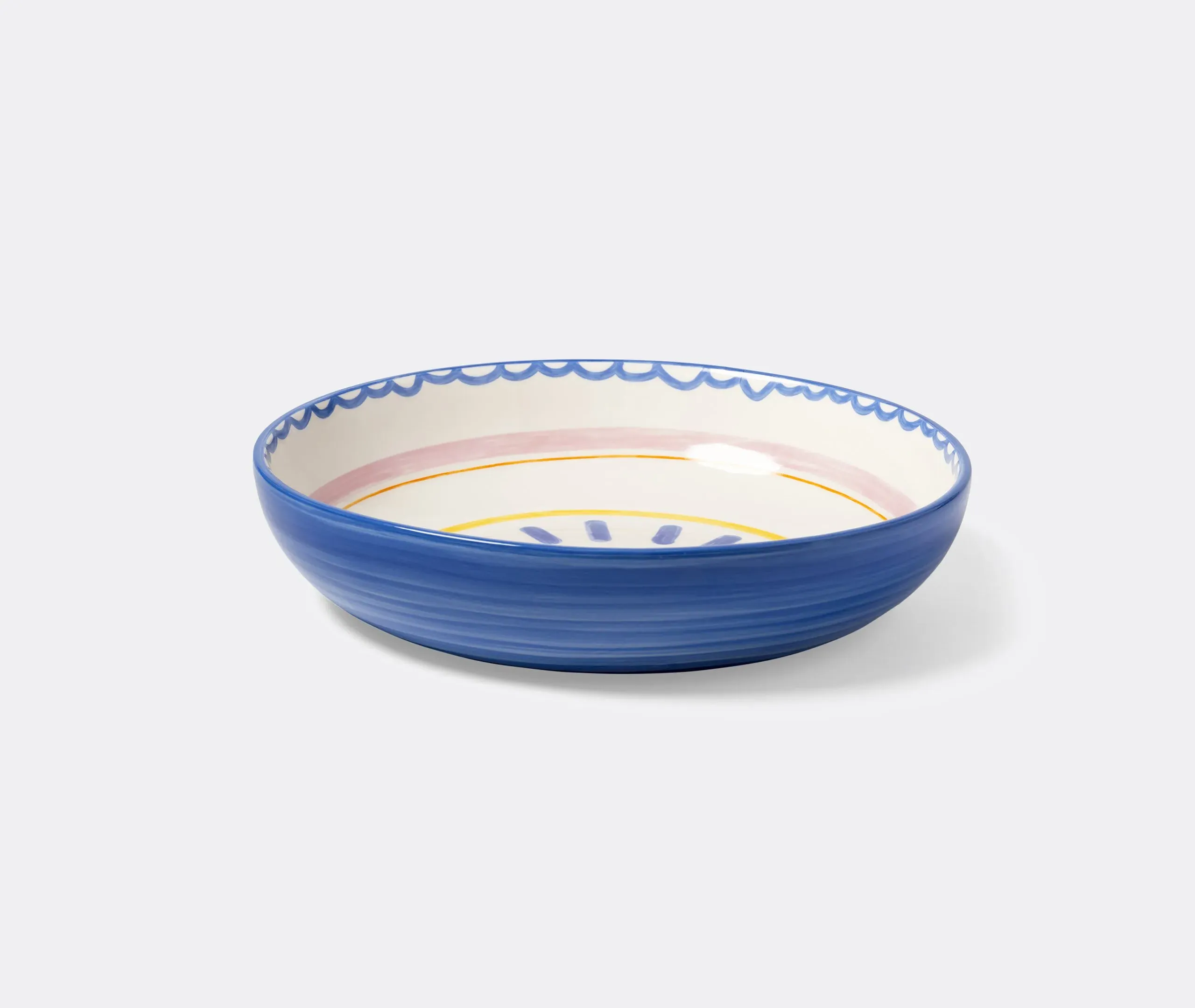 Salad Bowl with Brushstroke Design - Blue, Porcelain image