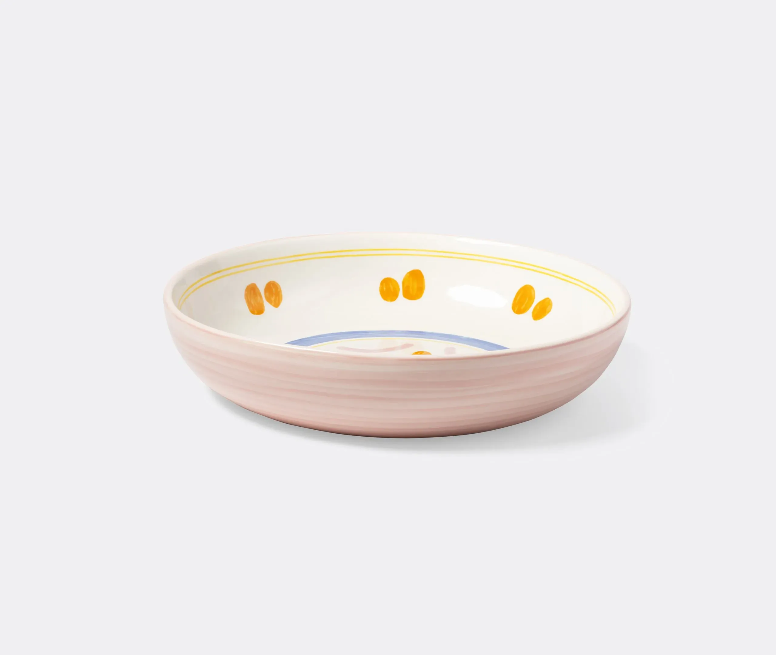 Salad Bowl with Brushstroke Design - Pink, Porcelain