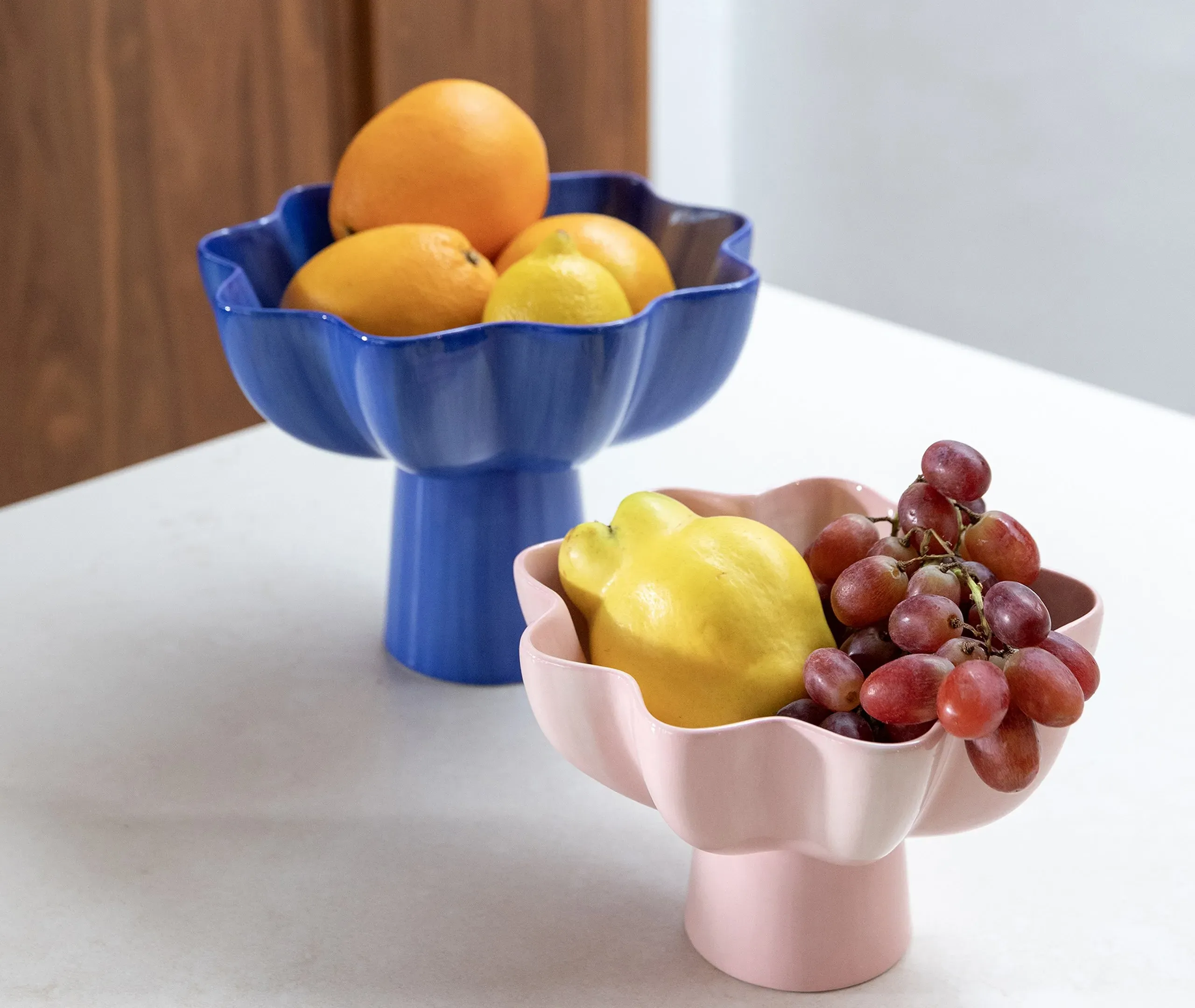 Sculptural Bowl with Organic Shape - Pink, Stoneware