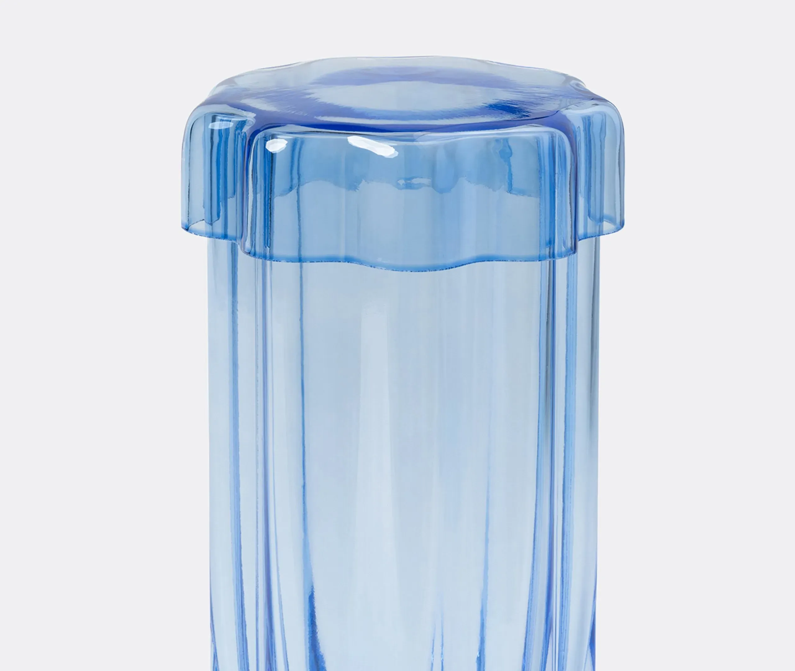 Tall Lidded Storage Jar - Blue, Glass