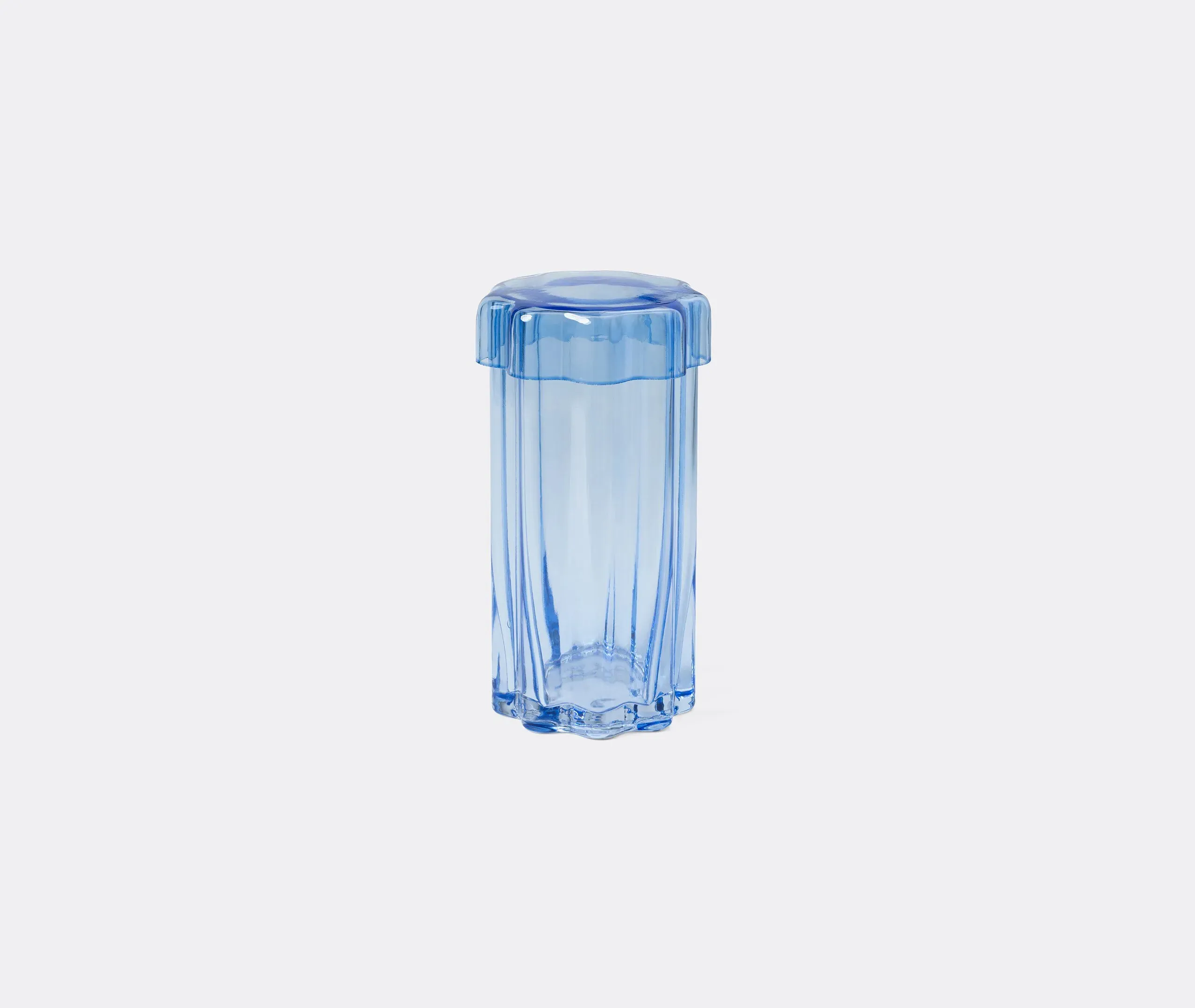 Tall Lidded Storage Jar - Blue, Glass
