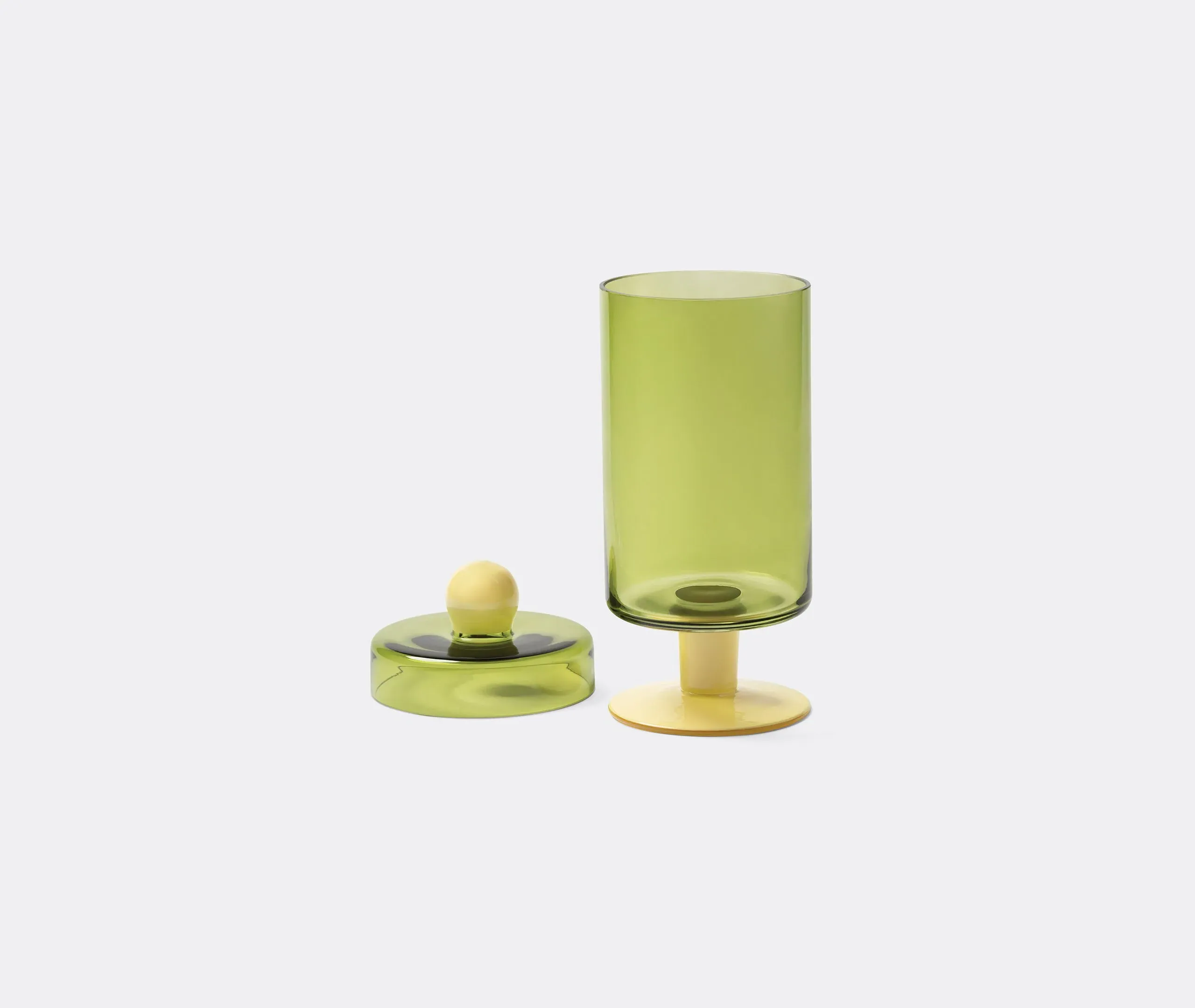 Tall Storage Jar with Lid - Green, Glass