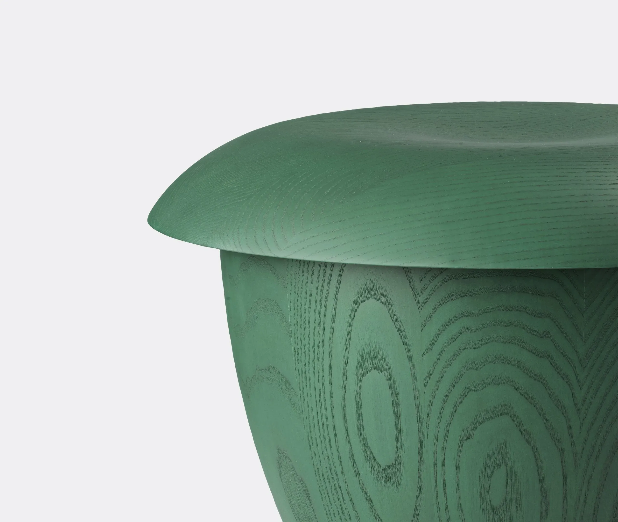 Sculptural Stool - Green-Brown, Ash Wood