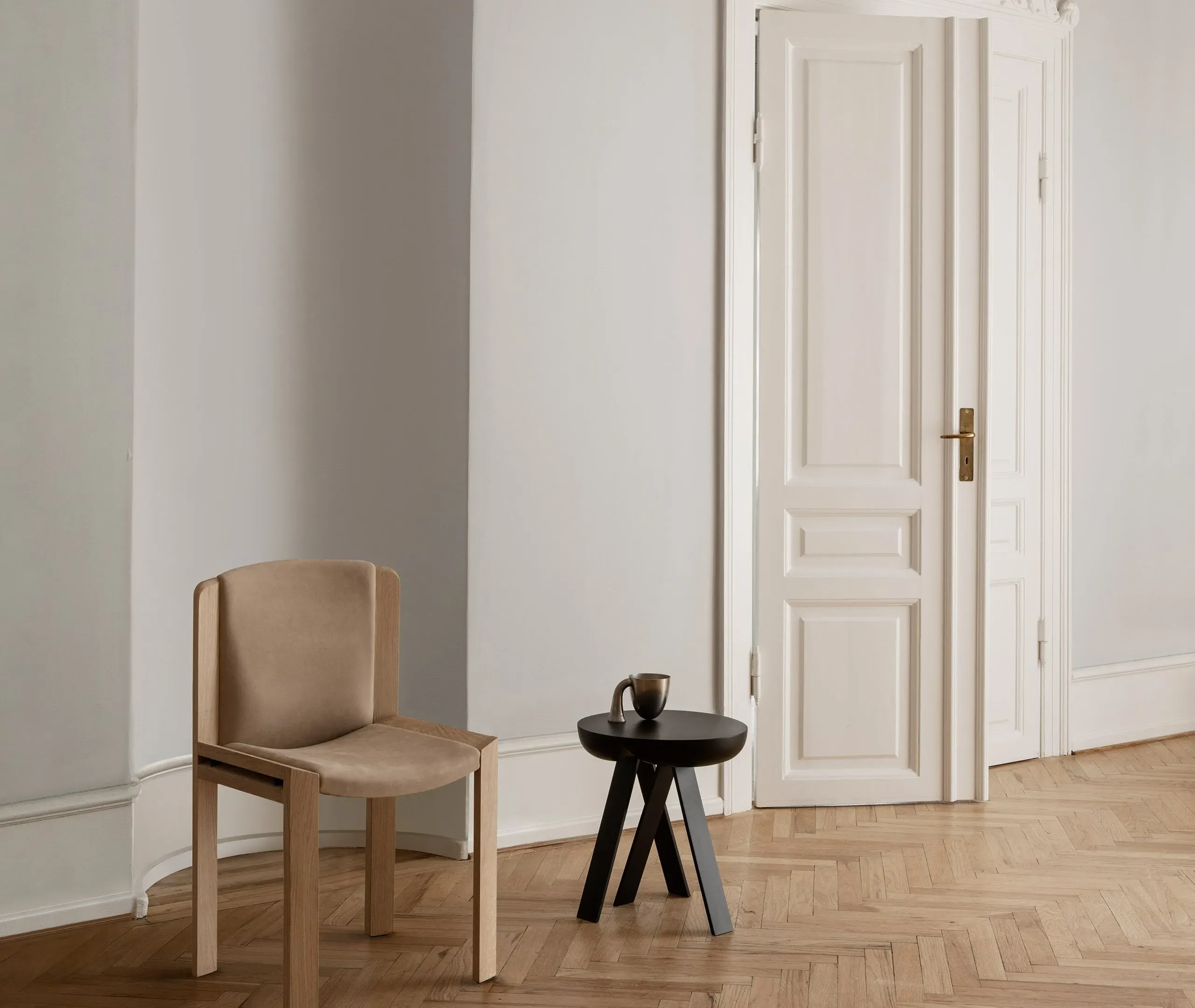 Side Table with Trestle Base - Black
