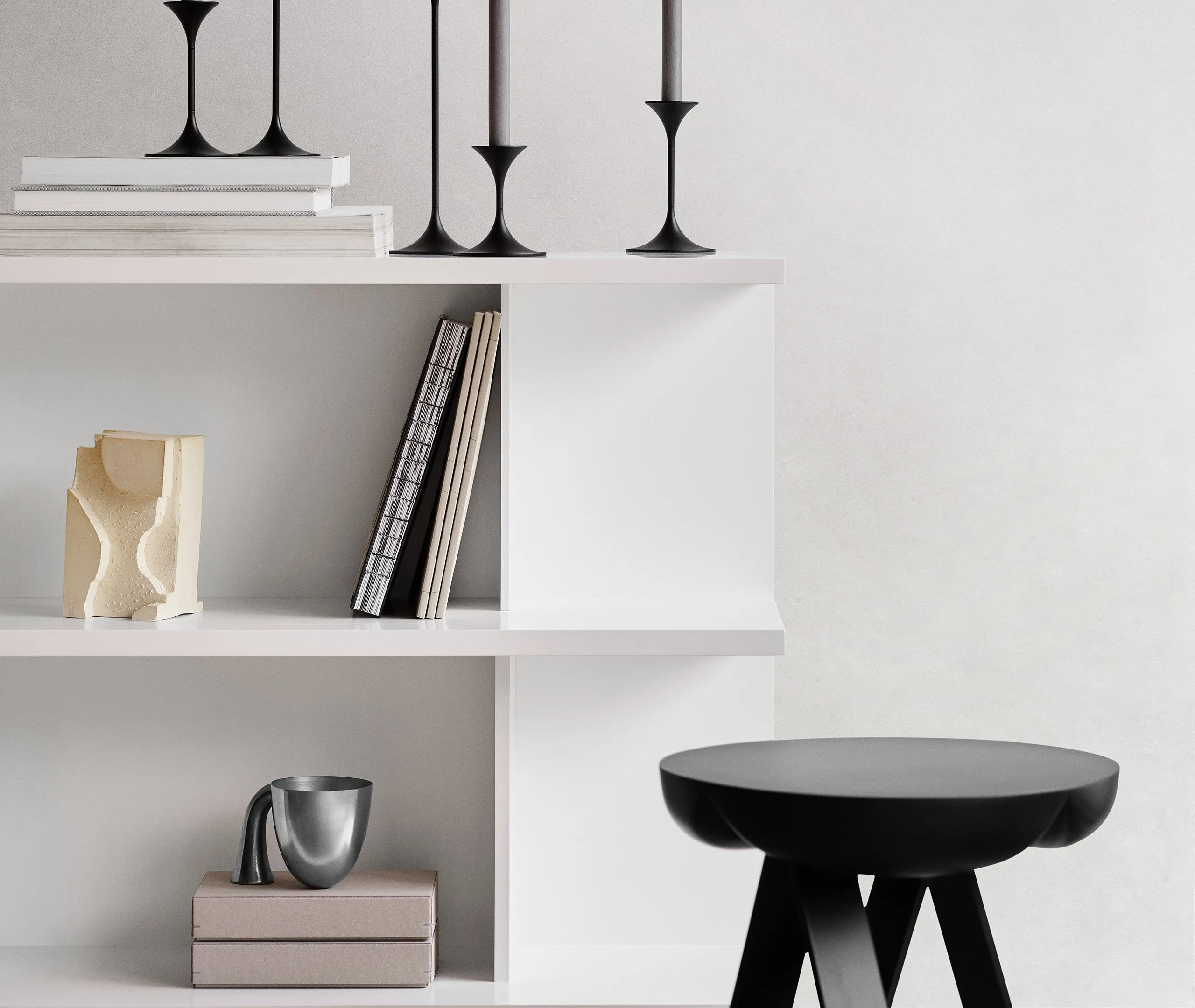 Side Table with Trestle Base - Black