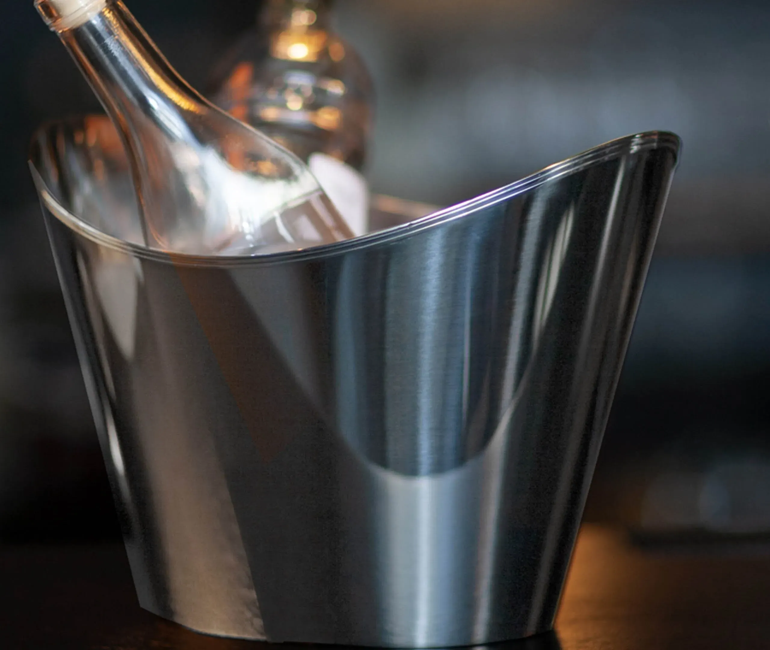 Bottle Cooler with Ice Base - Silver, Steel