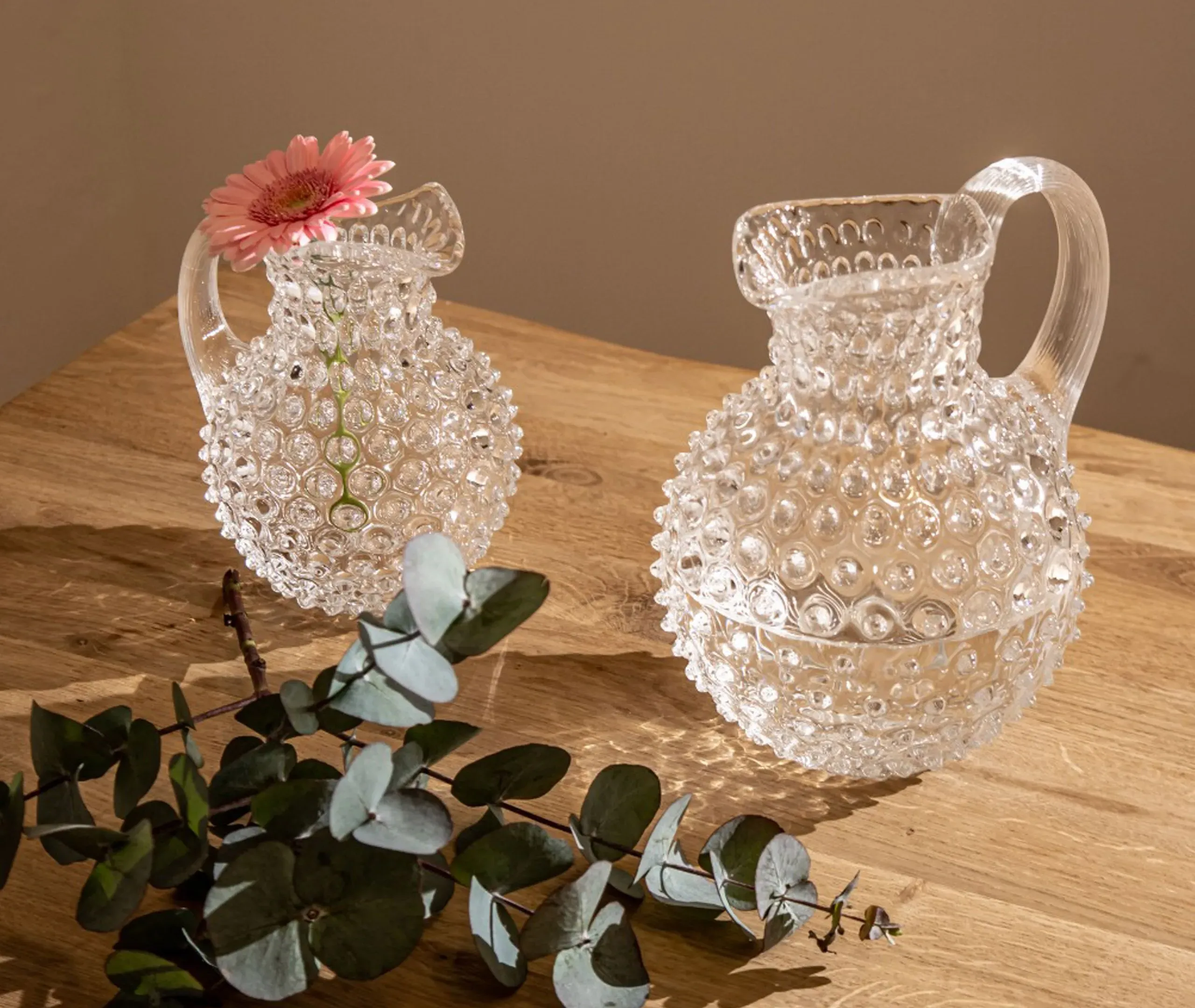 1L Small Hobnail Jug - Clear, Crystal Glass