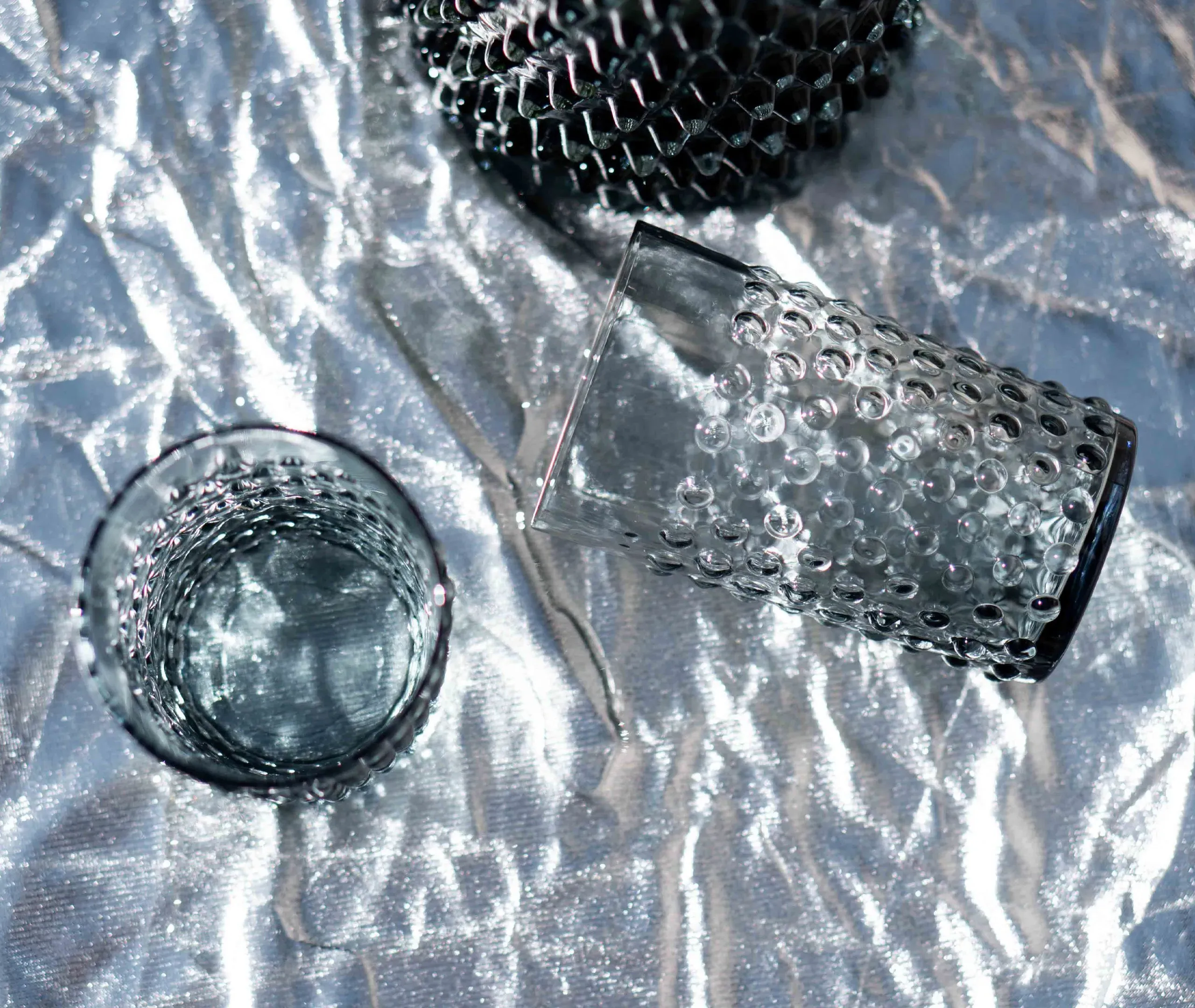 6-Piece Tumbler Set Hobnail - Grey, Glass
