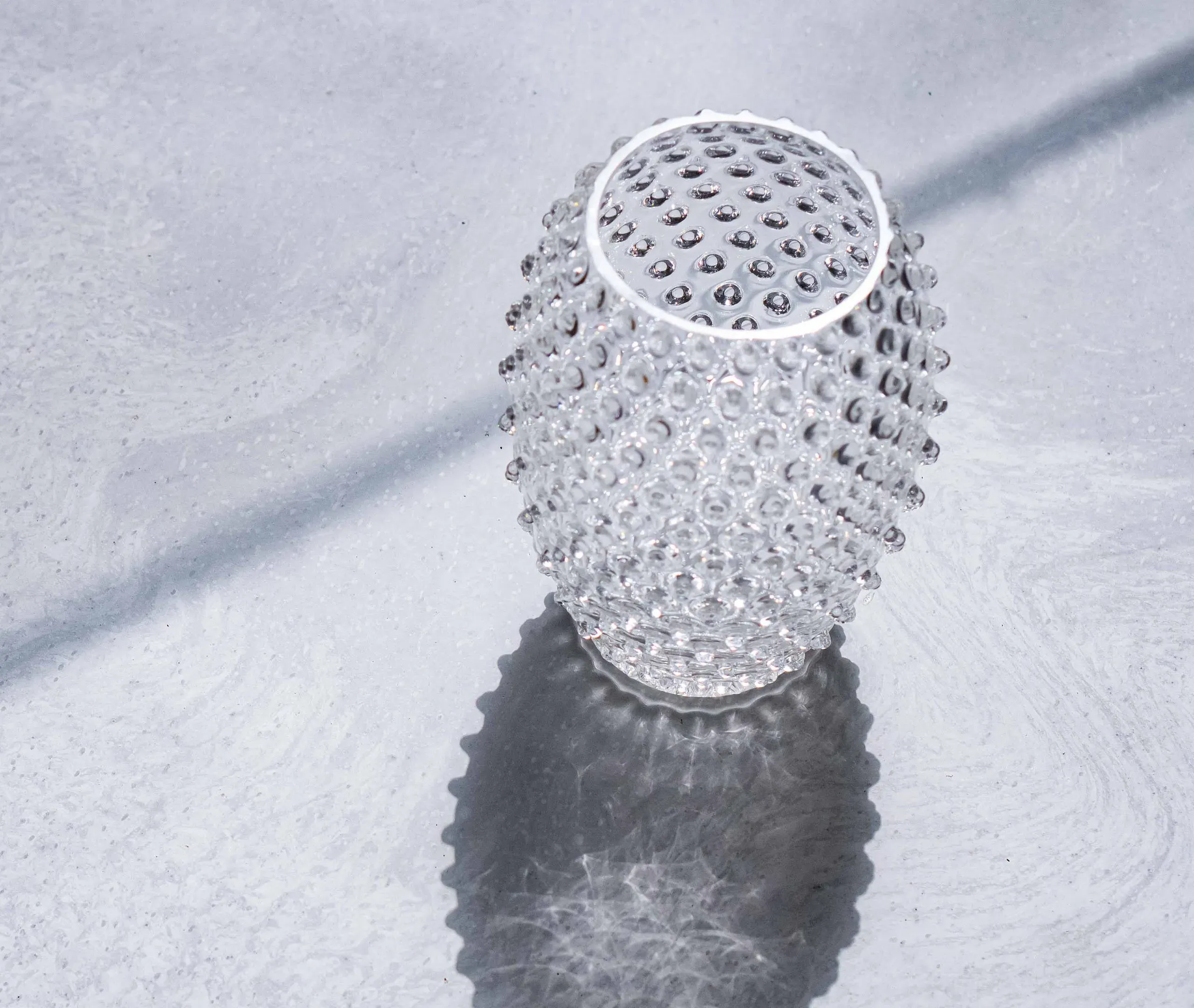 Egg-Shaped Hobnail Vase - Clear, Crystal Glass
