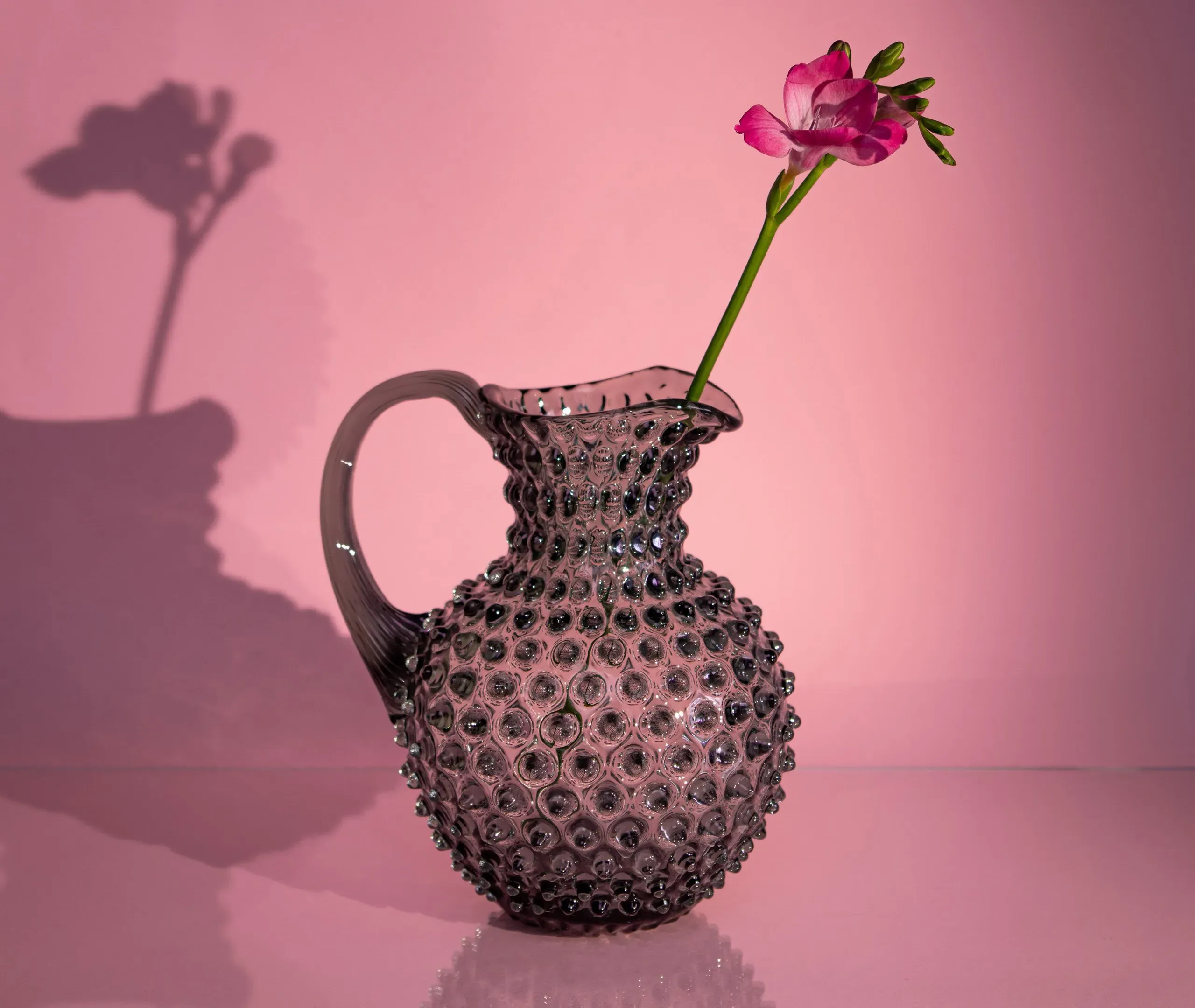Hobnail Jug with Raised Texture - Grey, Crystal