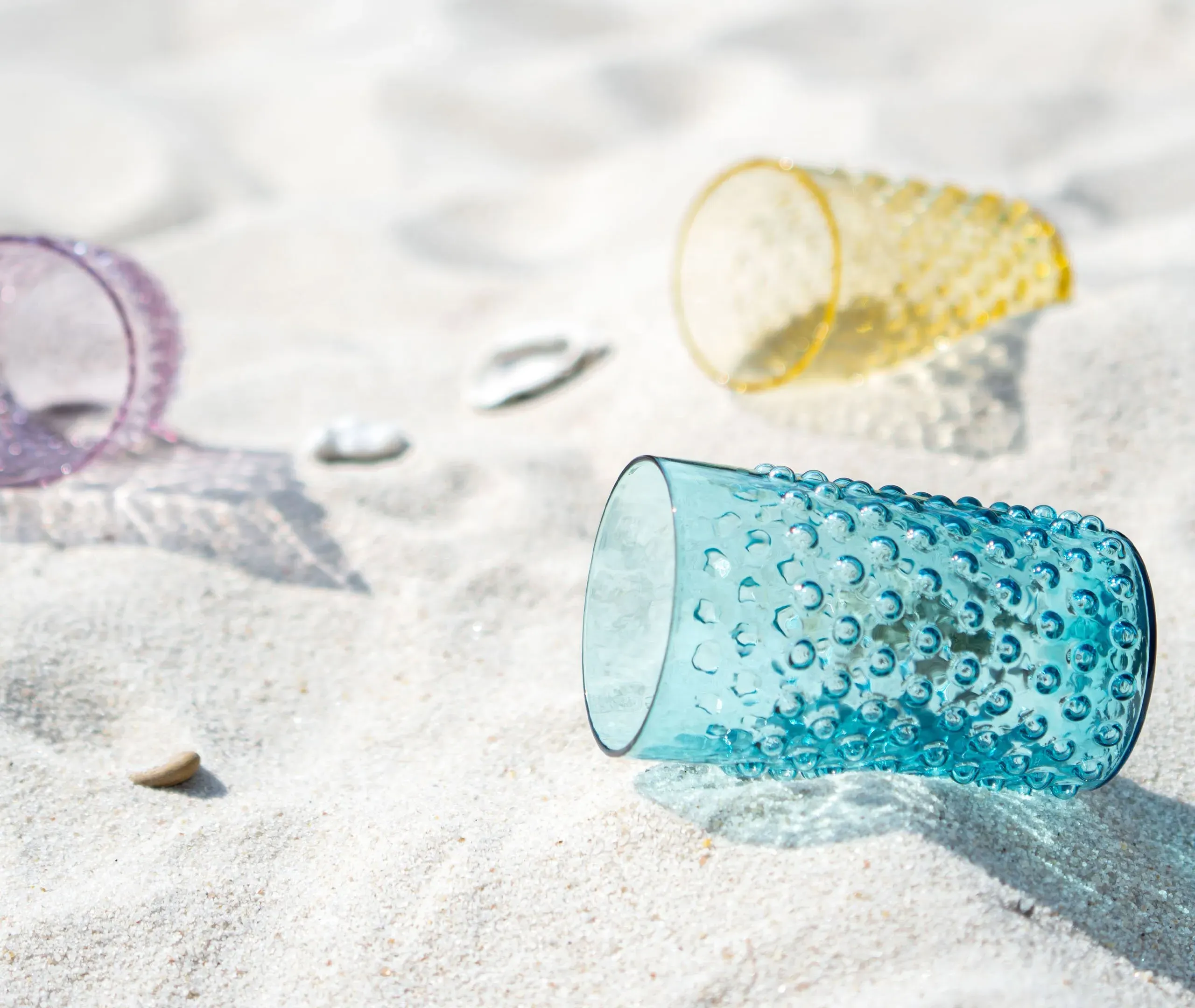 Hobnail Tumblers Set of Six - Aquamarine, Glass