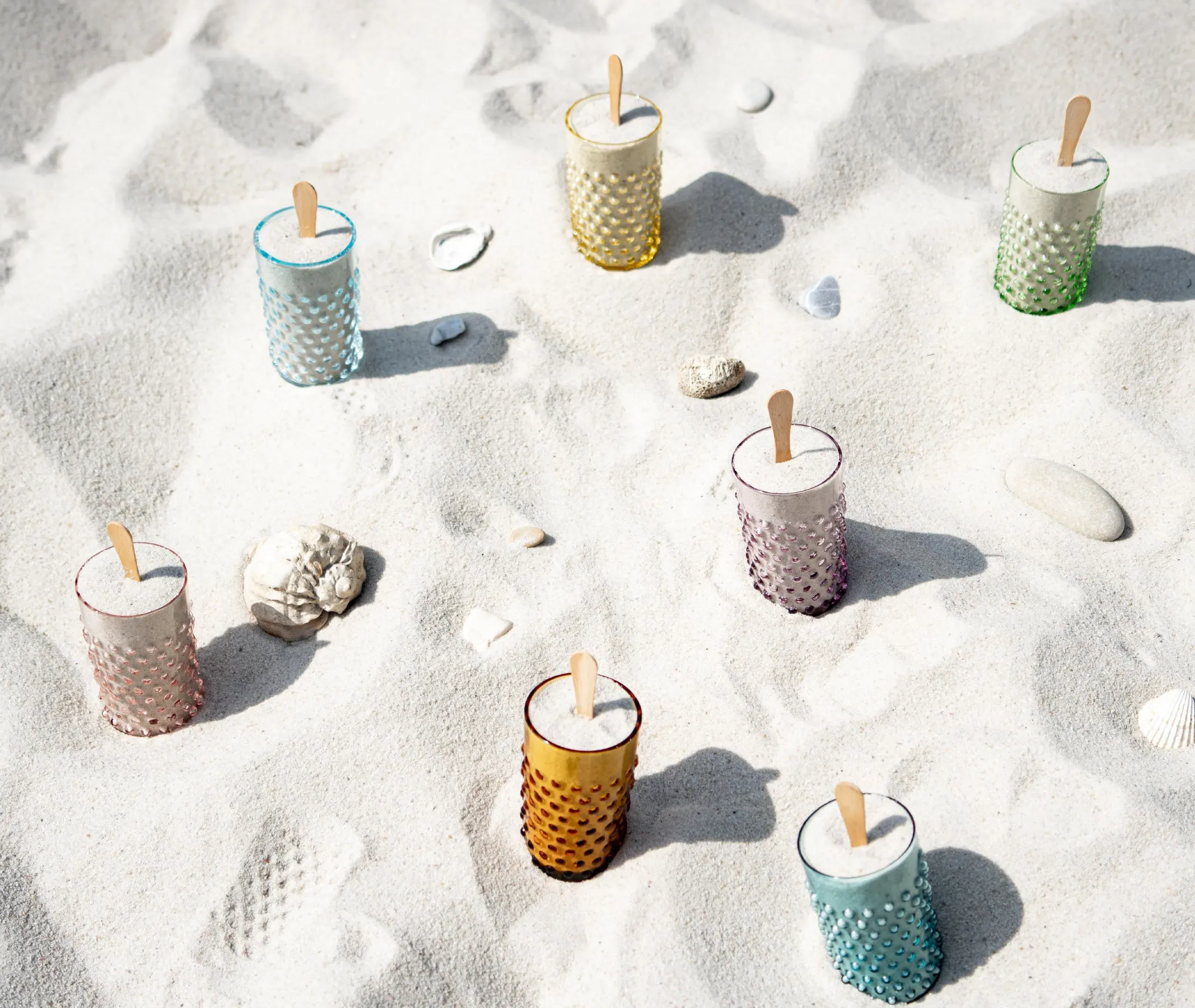 Hobnail Tumblers Set of Six - Light Blue, Glass