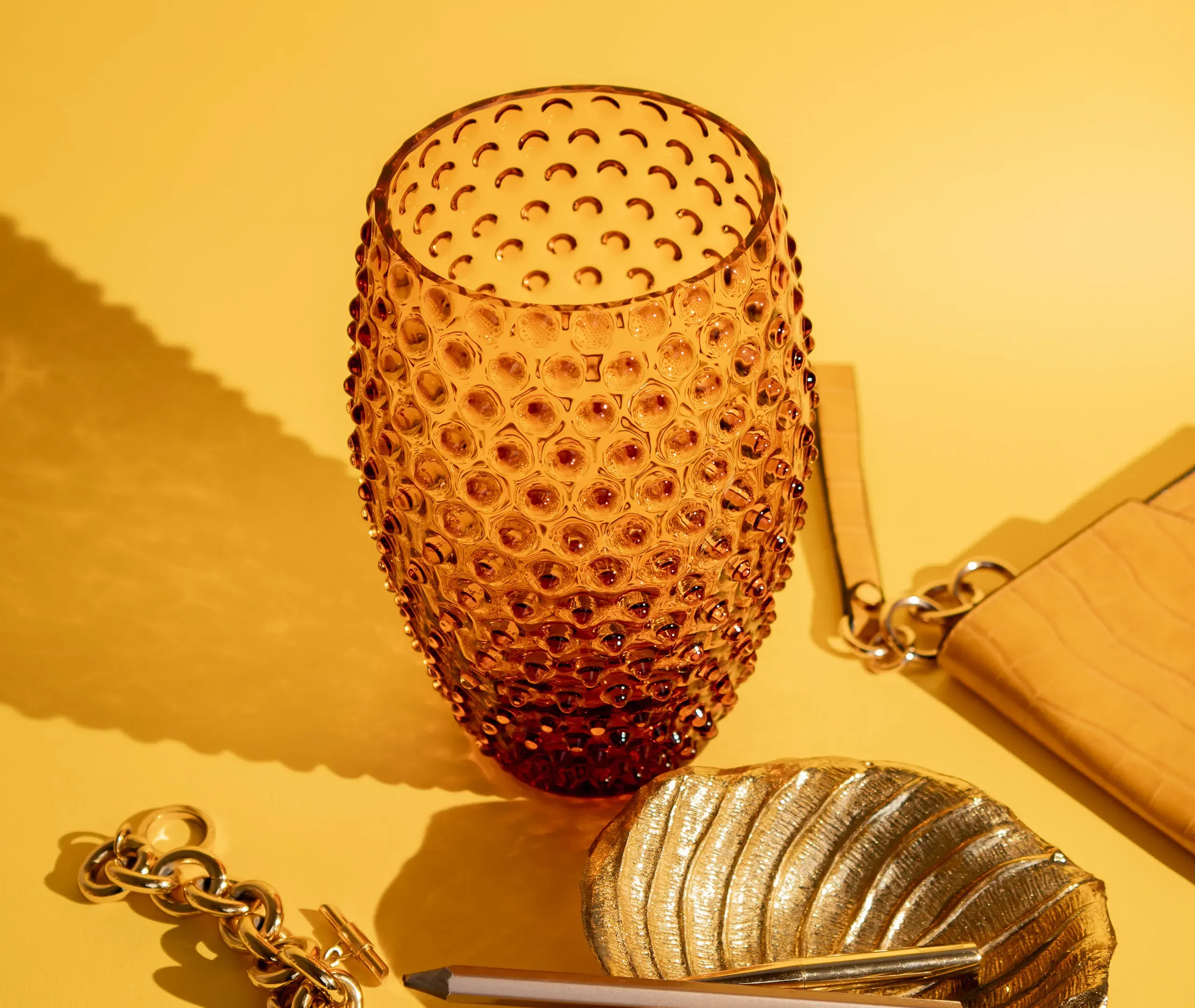 Hobnail Vase - Amber