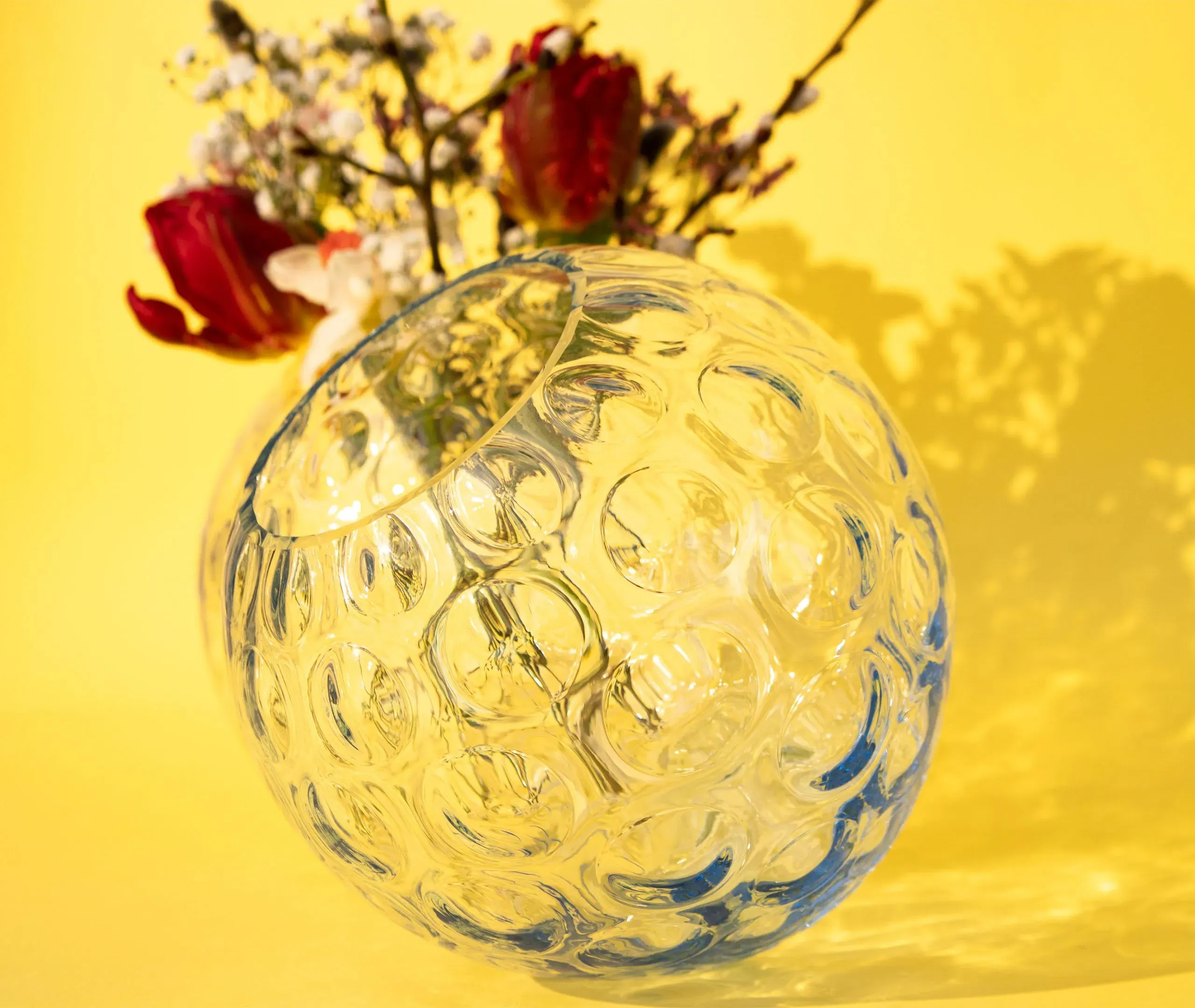 Round Vase with Raised Motif - Clear, Crystal