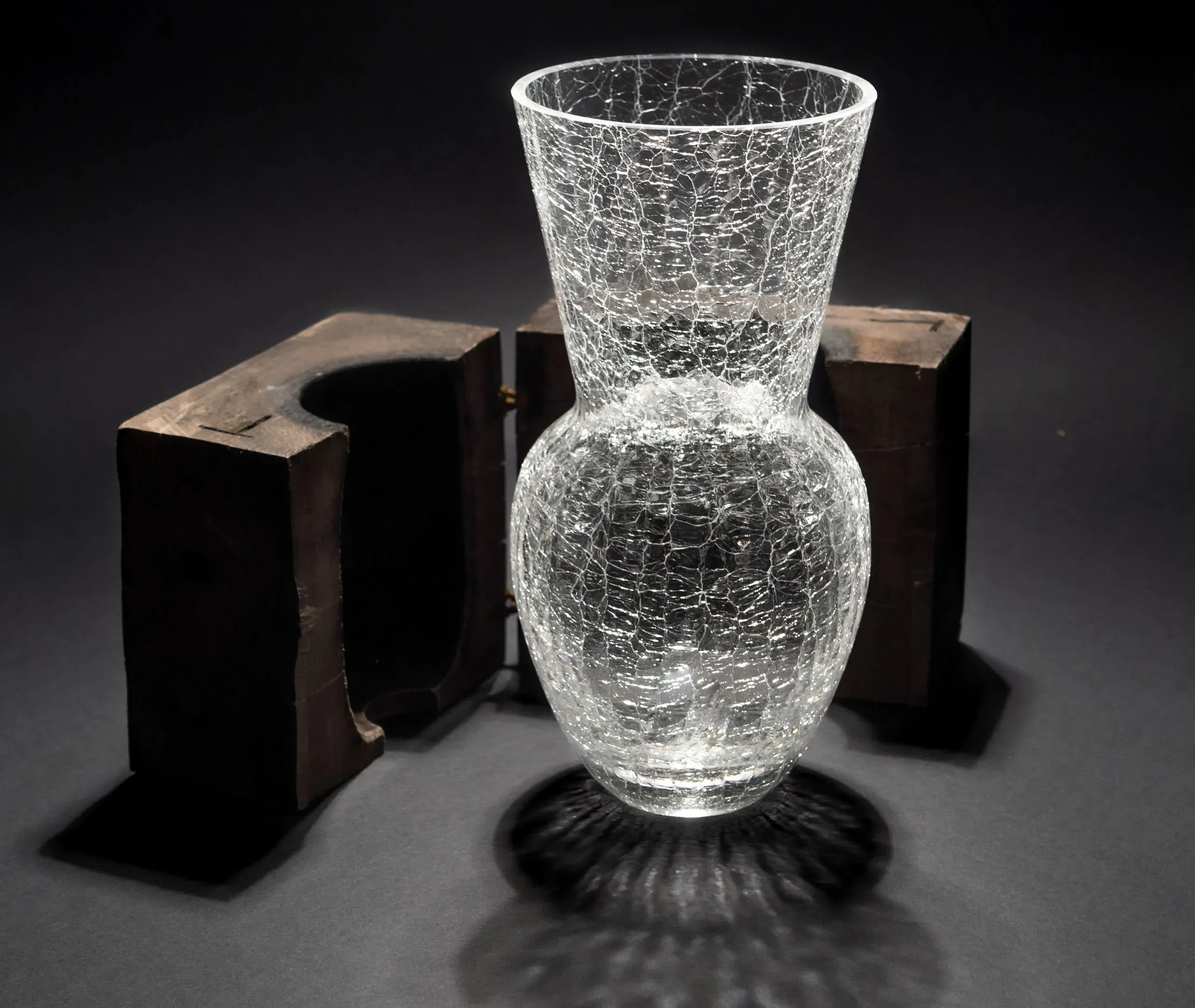 Tall Felicity Vase - Clear, Crackle Glass