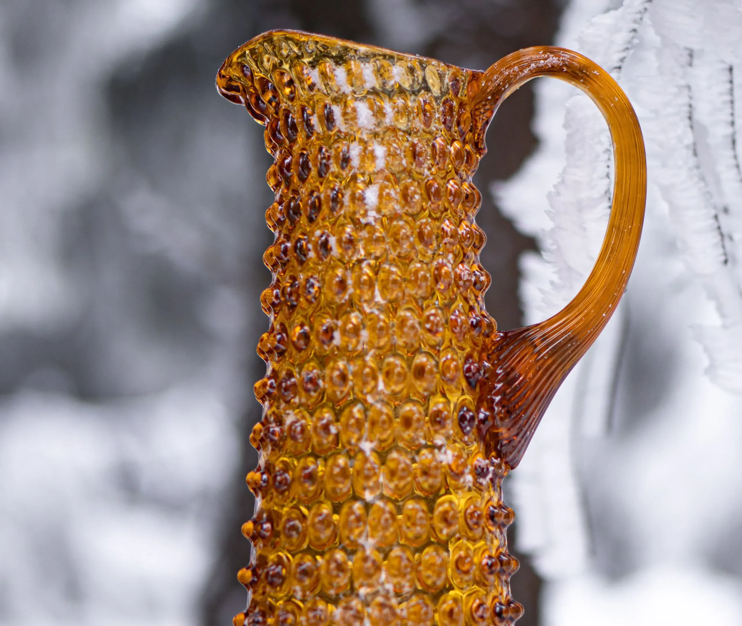 Tall Hobnail Jug - Amber, Crystal Glass