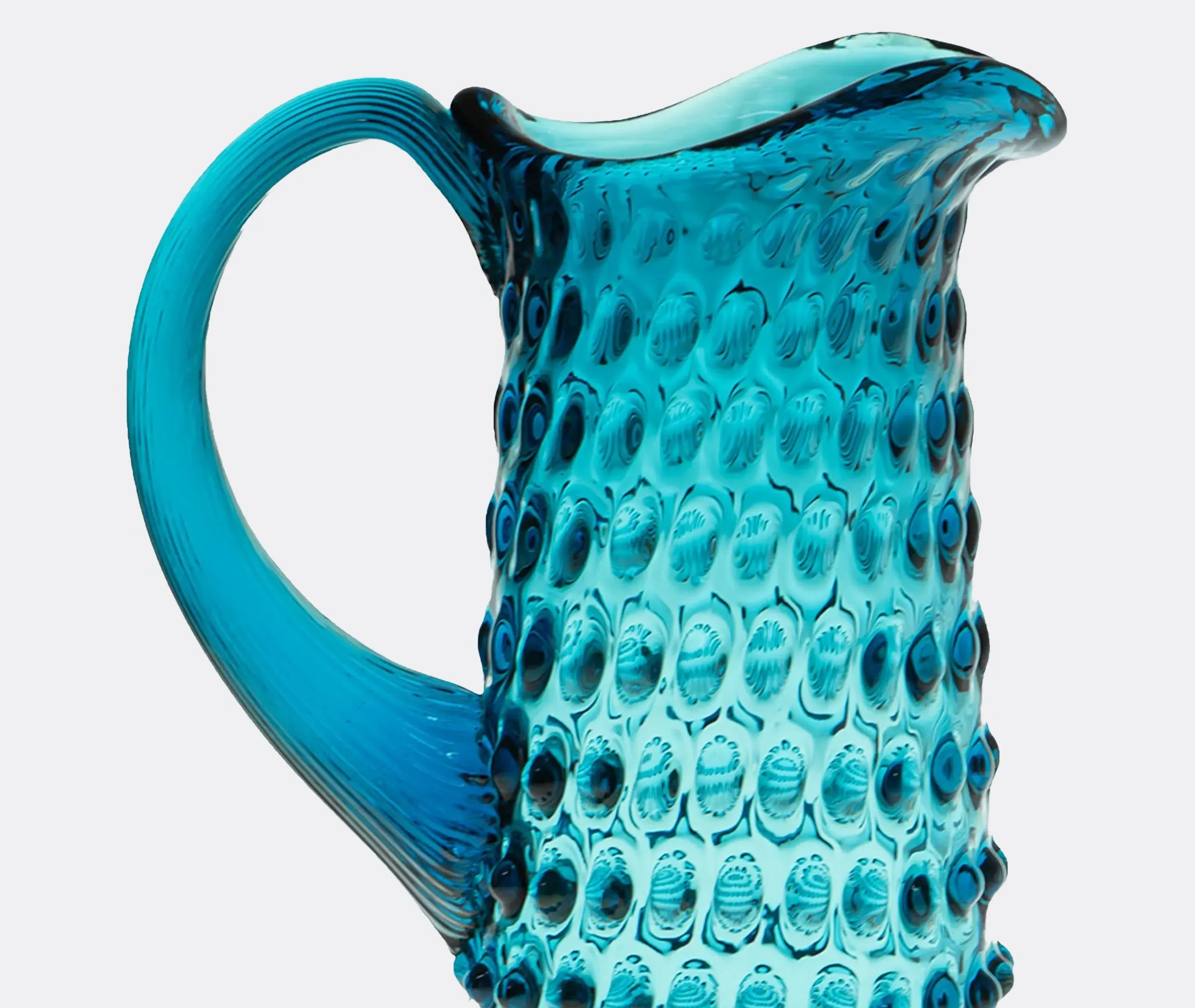 Tall Hobnail Jug - Aquamarine, Crystal Glass