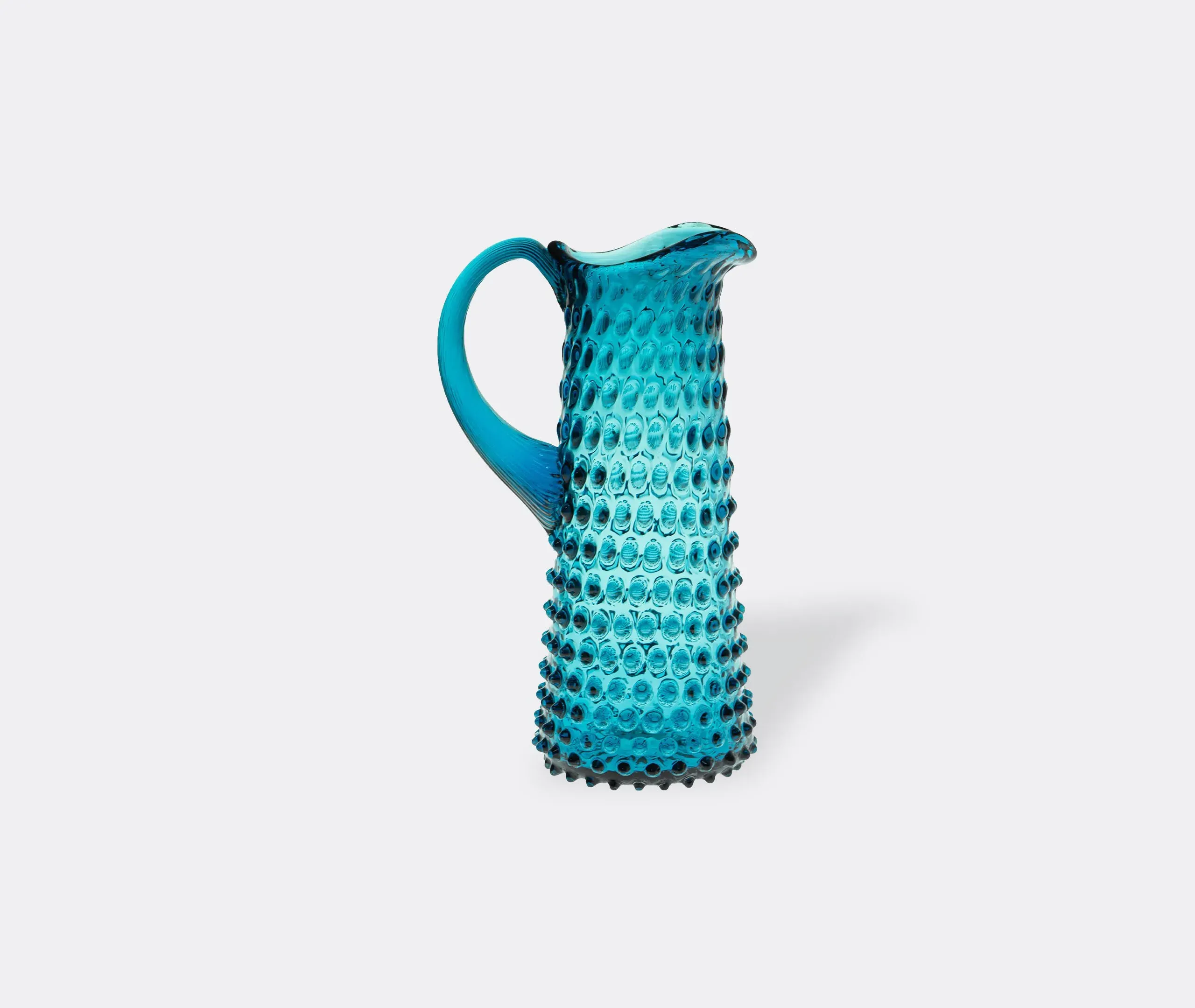 Tall Hobnail Jug - Aquamarine, Crystal Glass