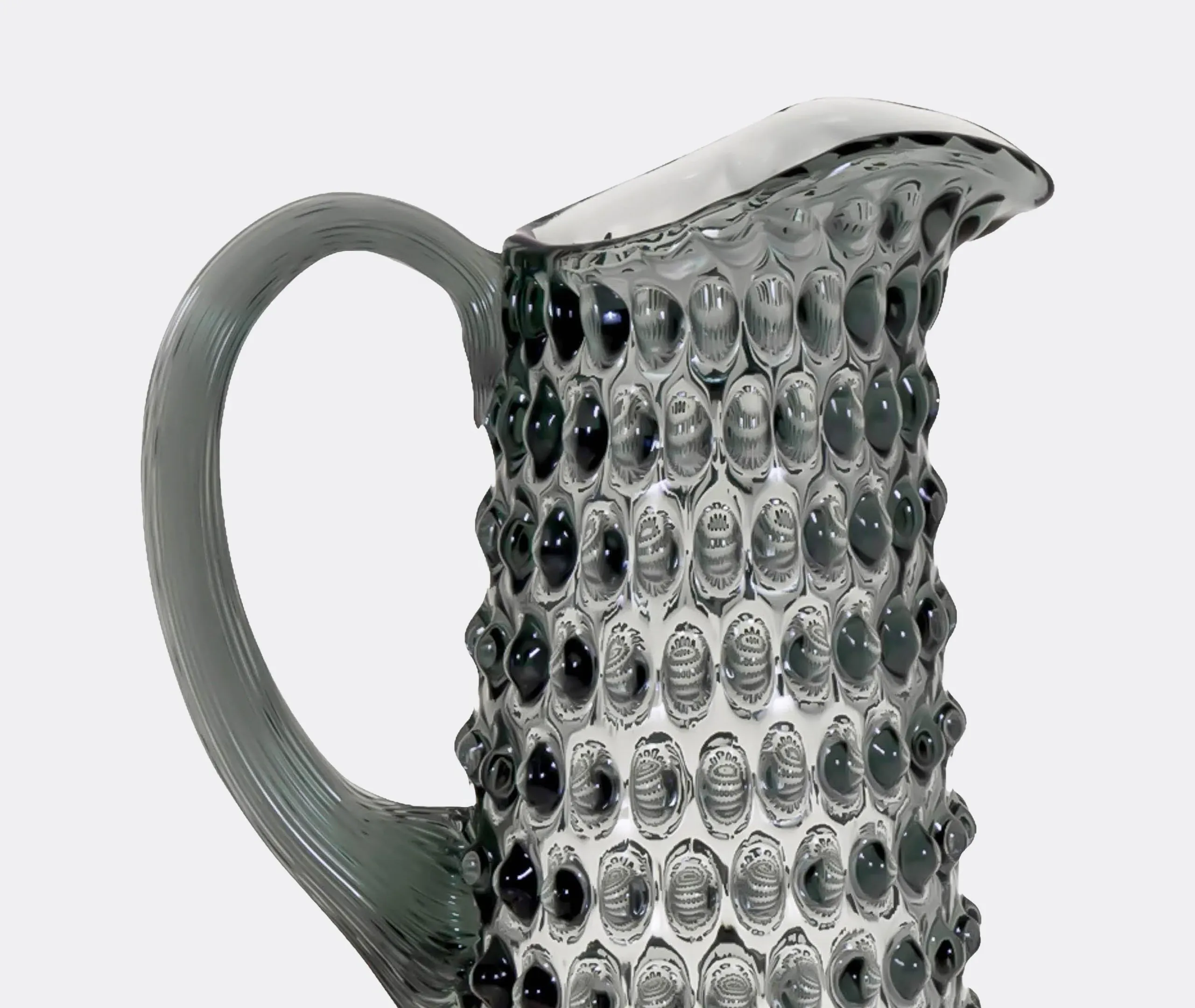 Tall Hobnail Jug - Grey Smoke, Crystal Glass
