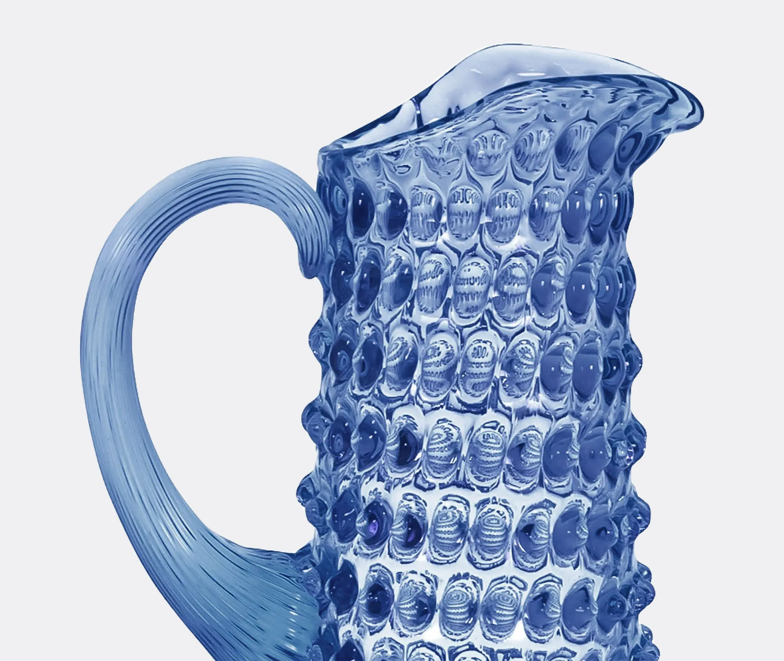 Tall Hobnail Jug - Light Blue, Crystal Glass
