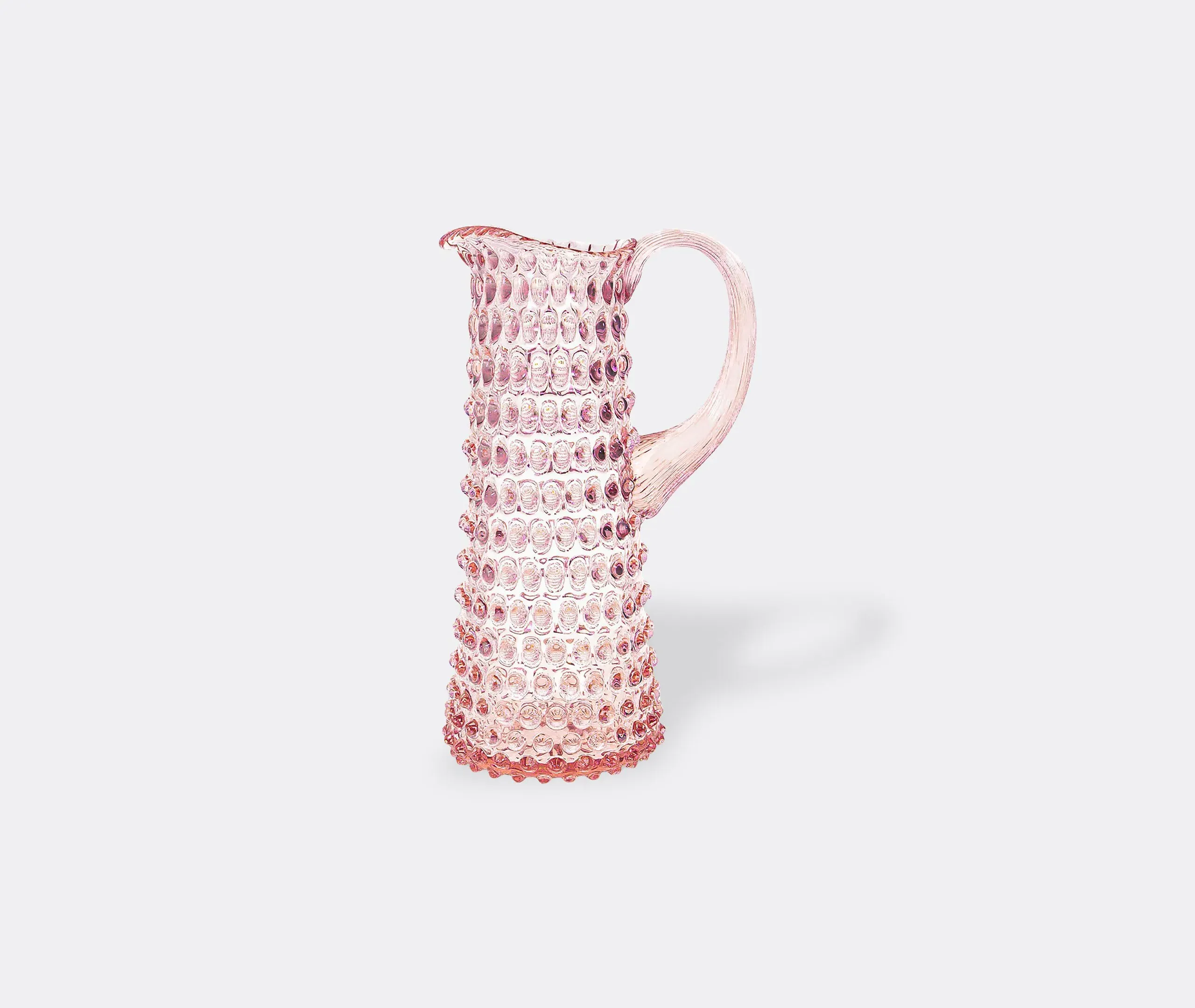 Tall Hobnail Jug with Texture - Pink, Crystal