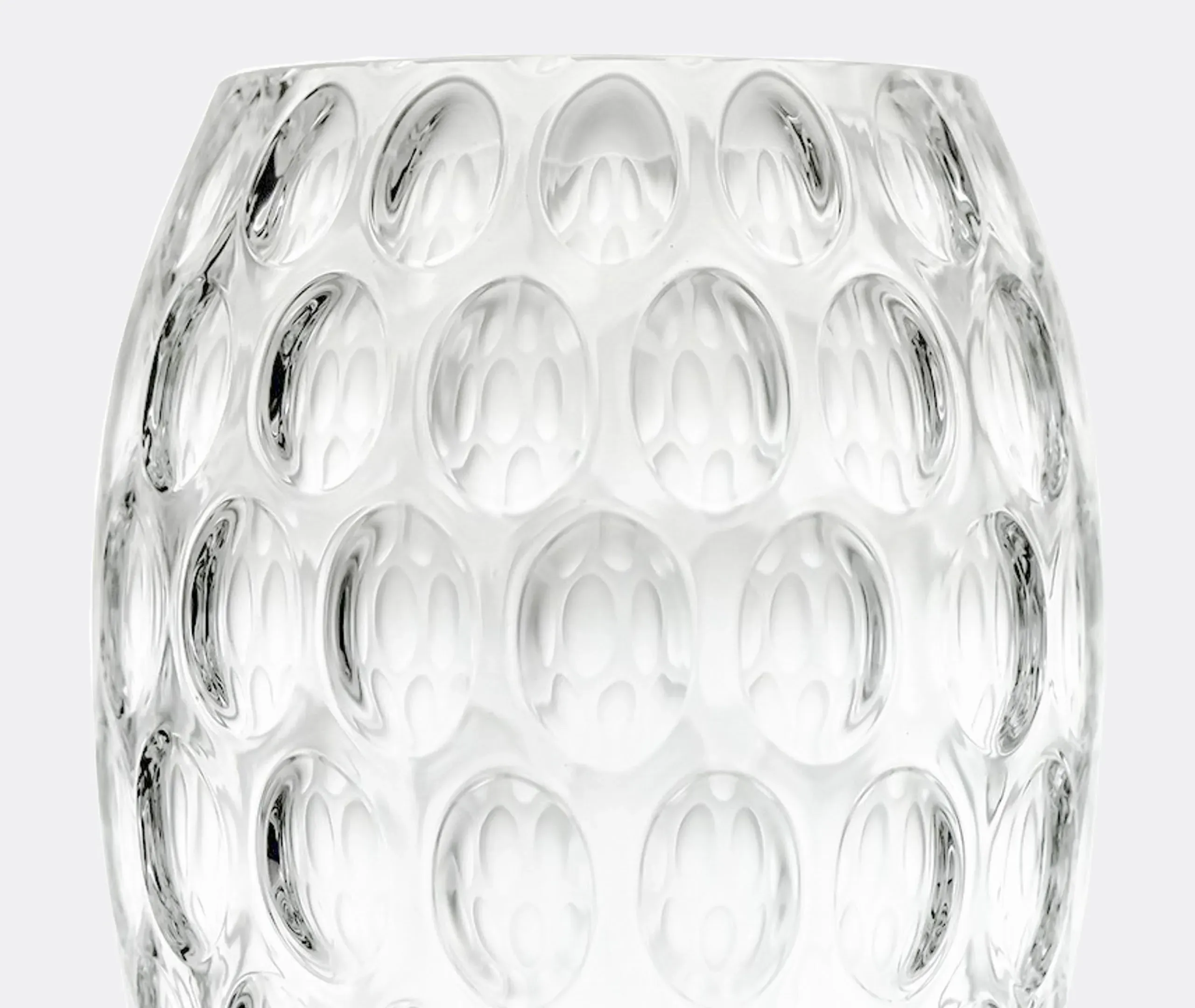 Tall Round Vase with Raised Motif - Clear, Crystal