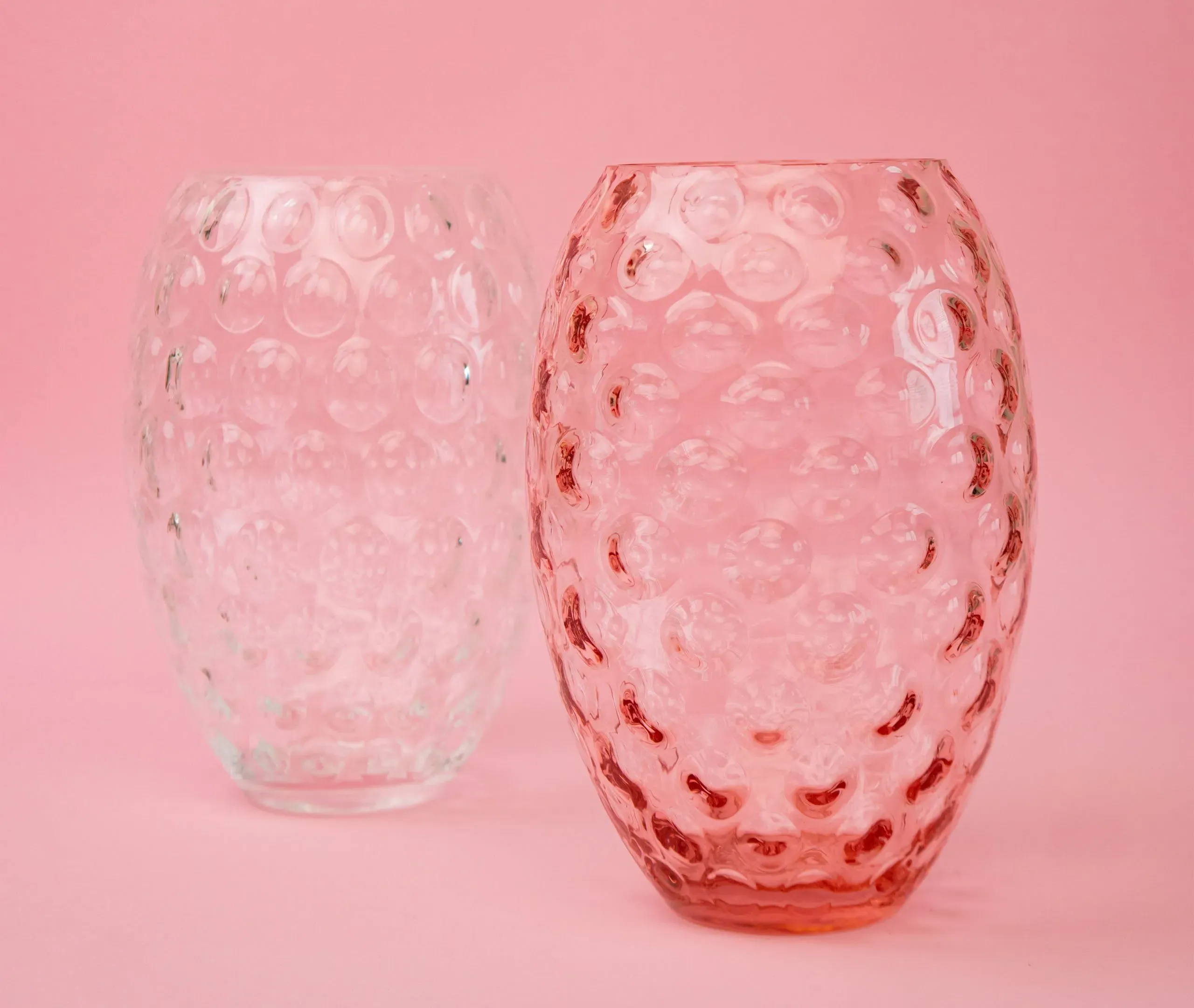 Tall Round Vase with Raised Motif - Clear, Crystal